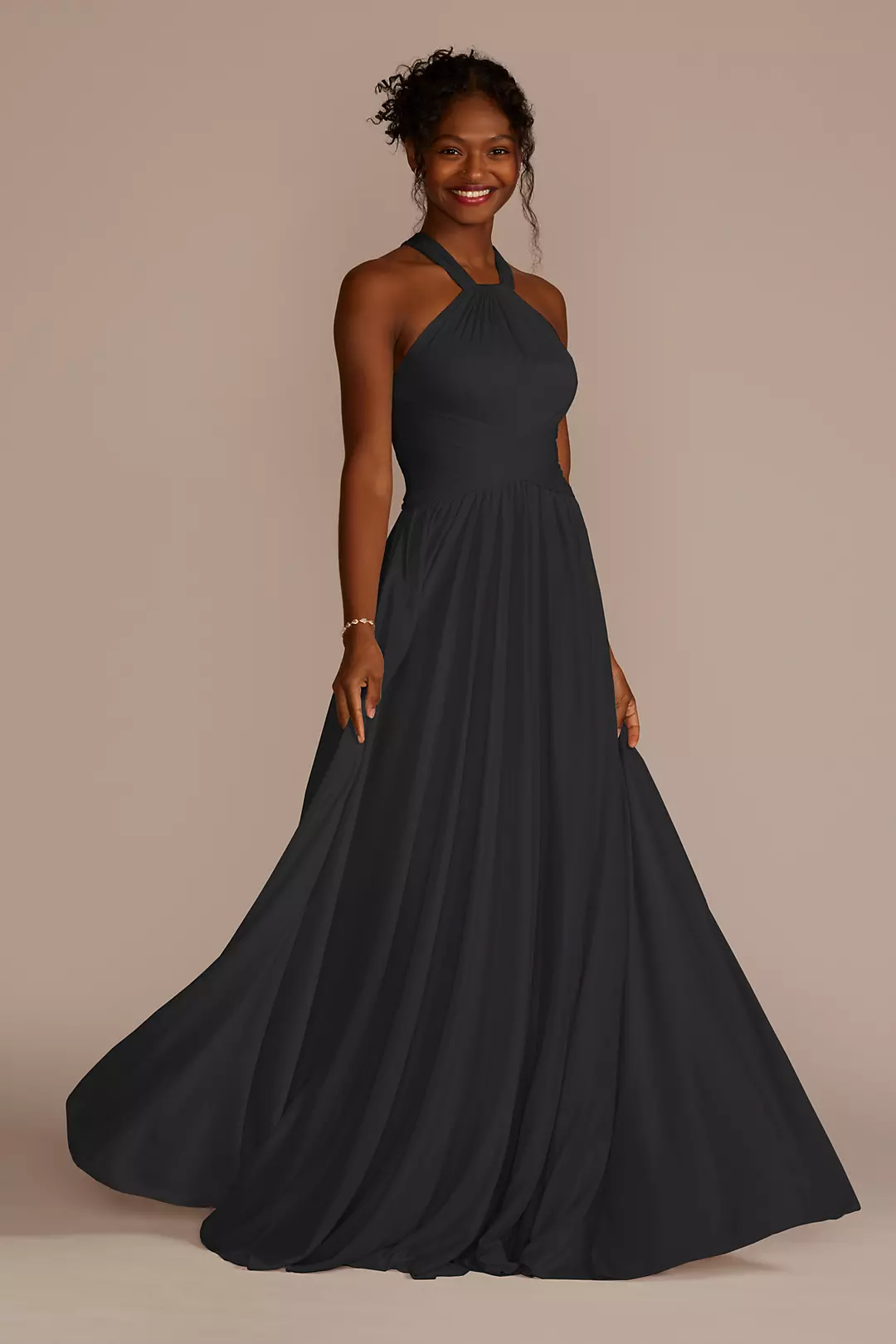 High-Neck Mesh Dress with Full Skirt - Image 87