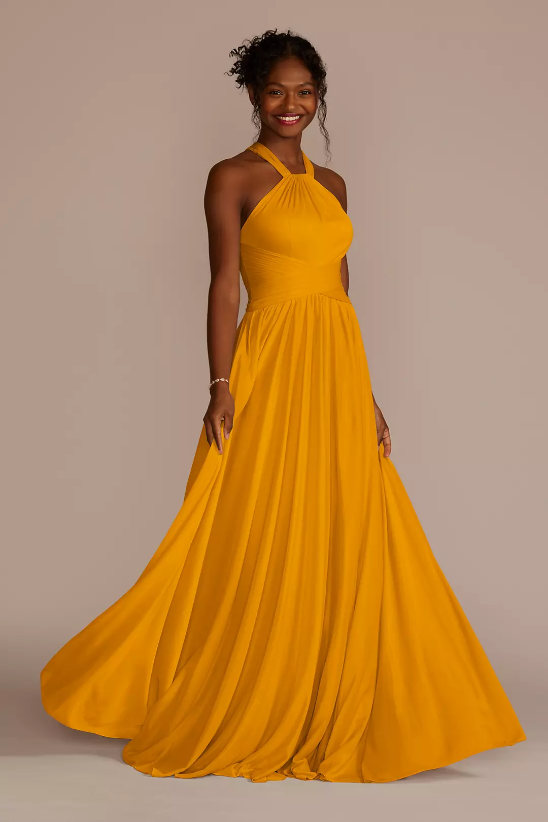 High-Neck Mesh Dress with Full Skirt - Image 88