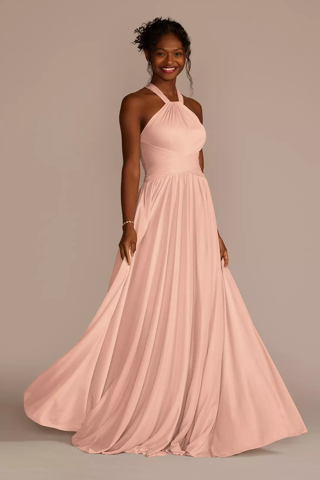 High-Neck Mesh Dress with Full Skirt - Image 94