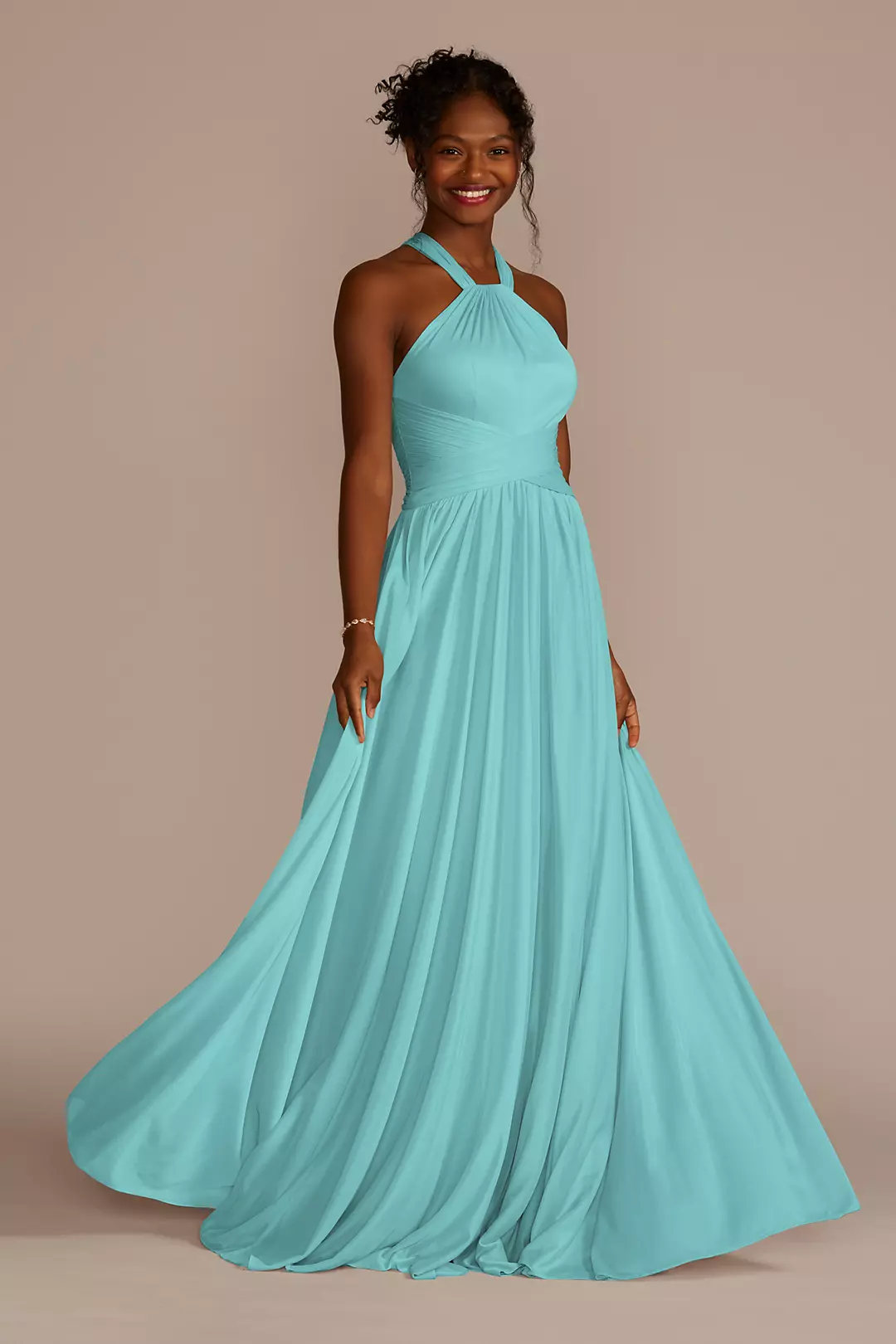 High-Neck Mesh Dress with Full Skirt - Image 97