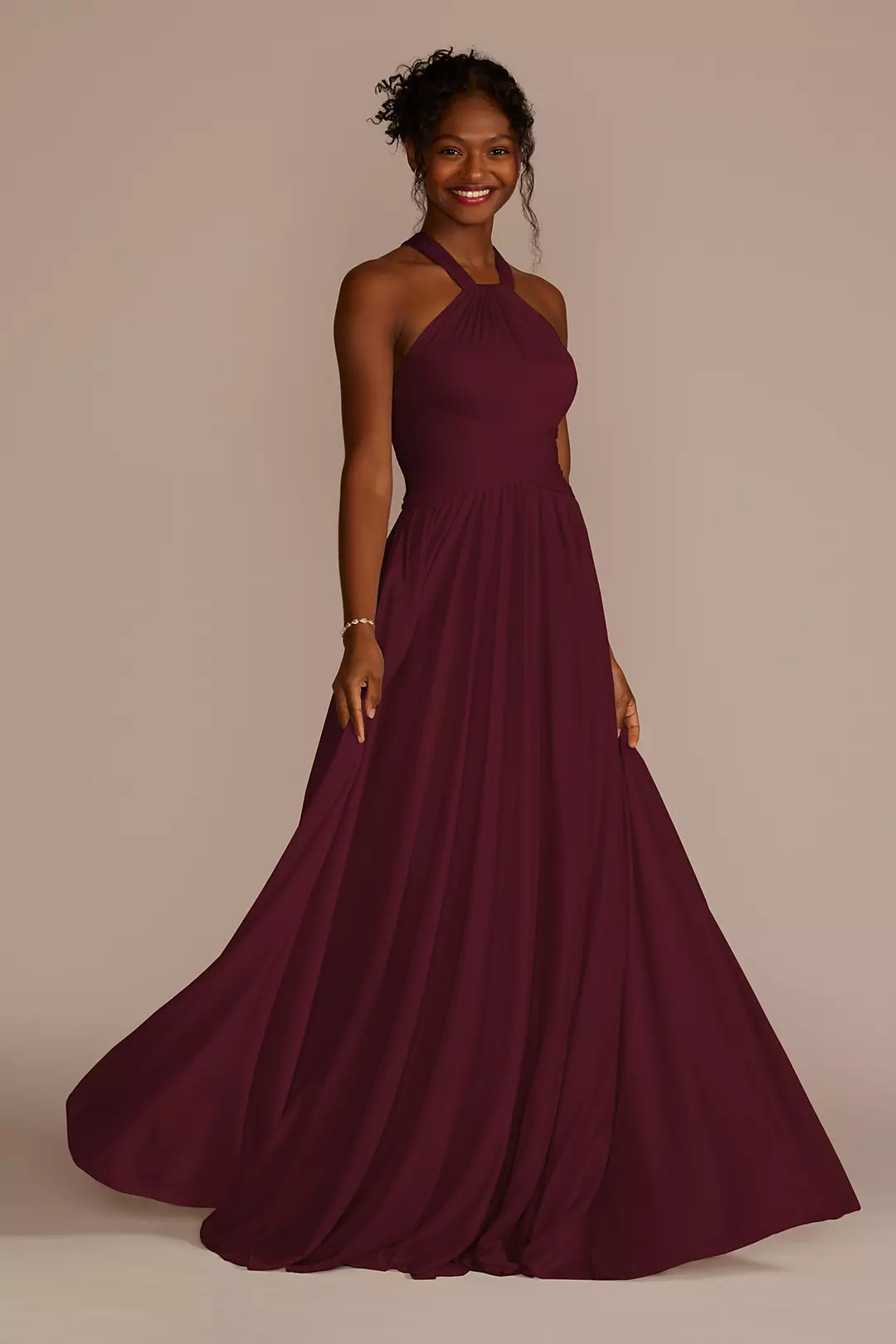 High-Neck Mesh Dress with Full Skirt - Image 99