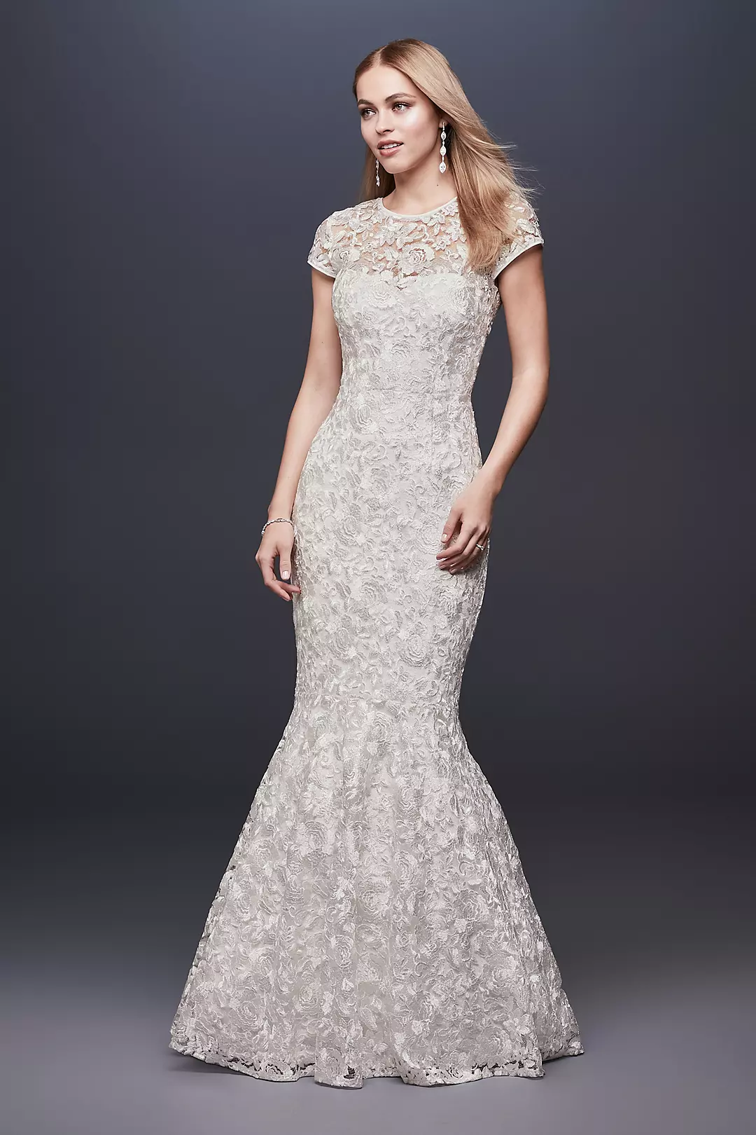 High-Neck Metallic Lace Mermaid Wedding Dress - Image 3