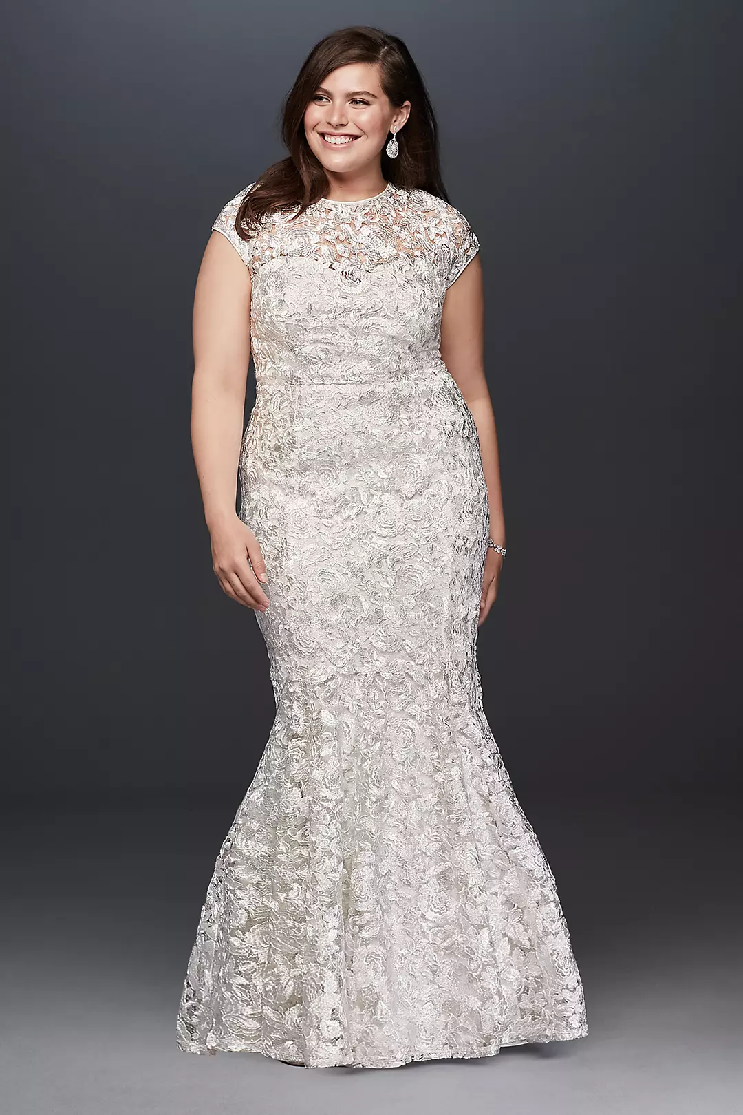 High-Neck Metallic Lace Mermaid Wedding Dress - Image 5