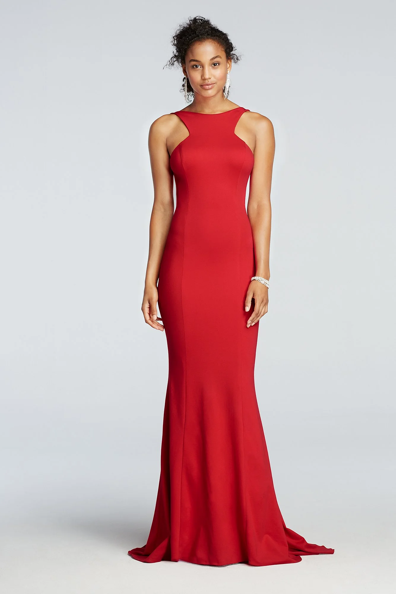 High Neck Open Back Prom Dress with Mermaid Skirt - Image 2
