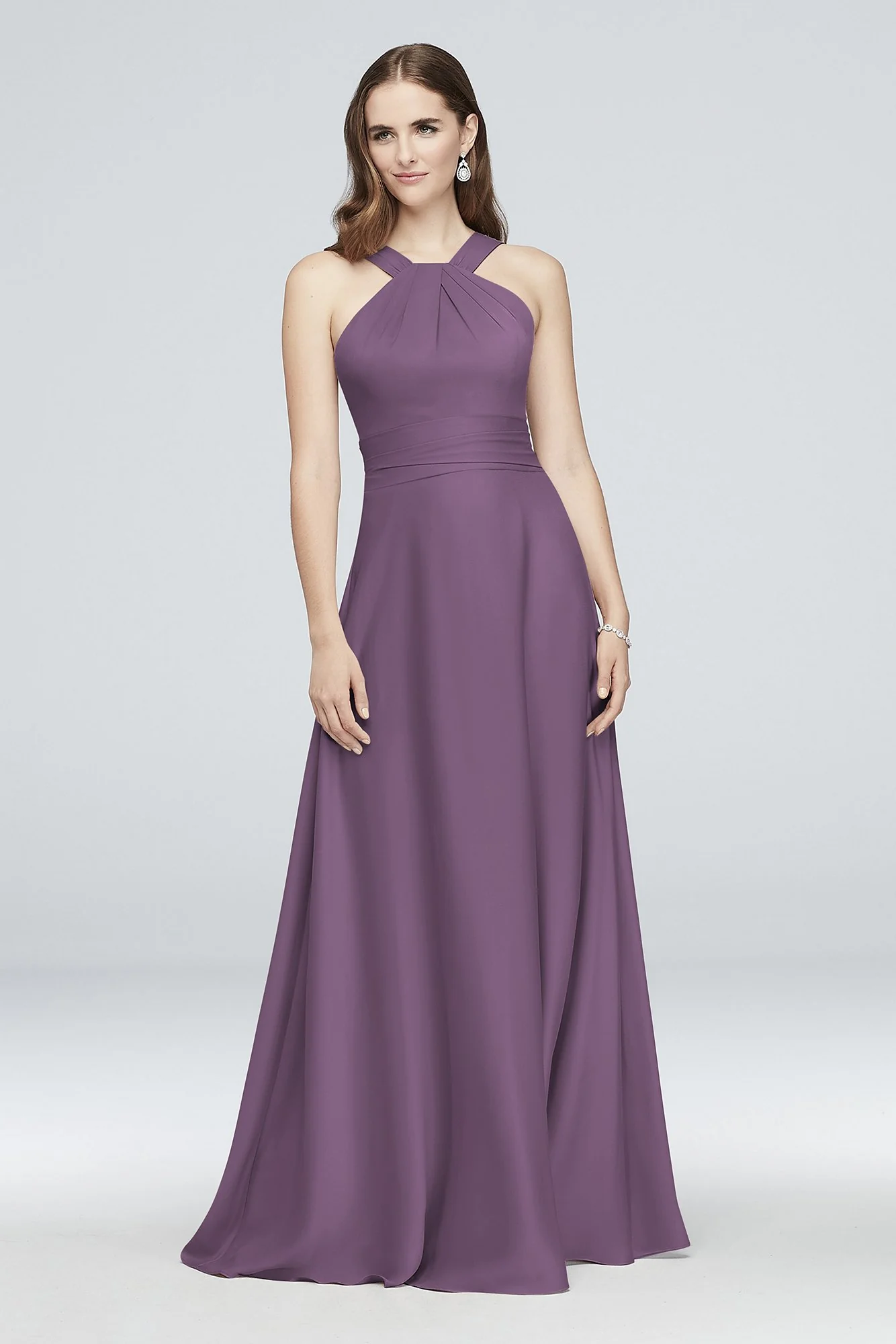 High-Neck Satin Crepe Bridesmaid Dress - Image 2