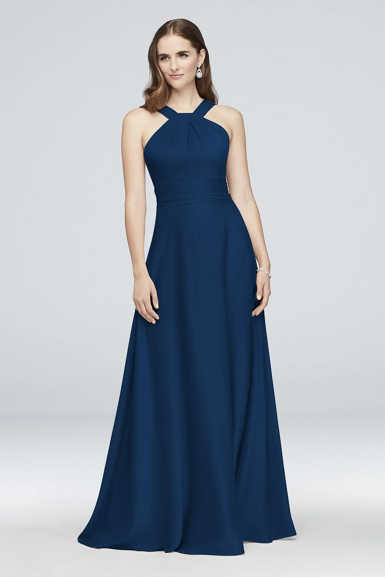 High-Neck Satin Crepe Bridesmaid Dress - Image 3