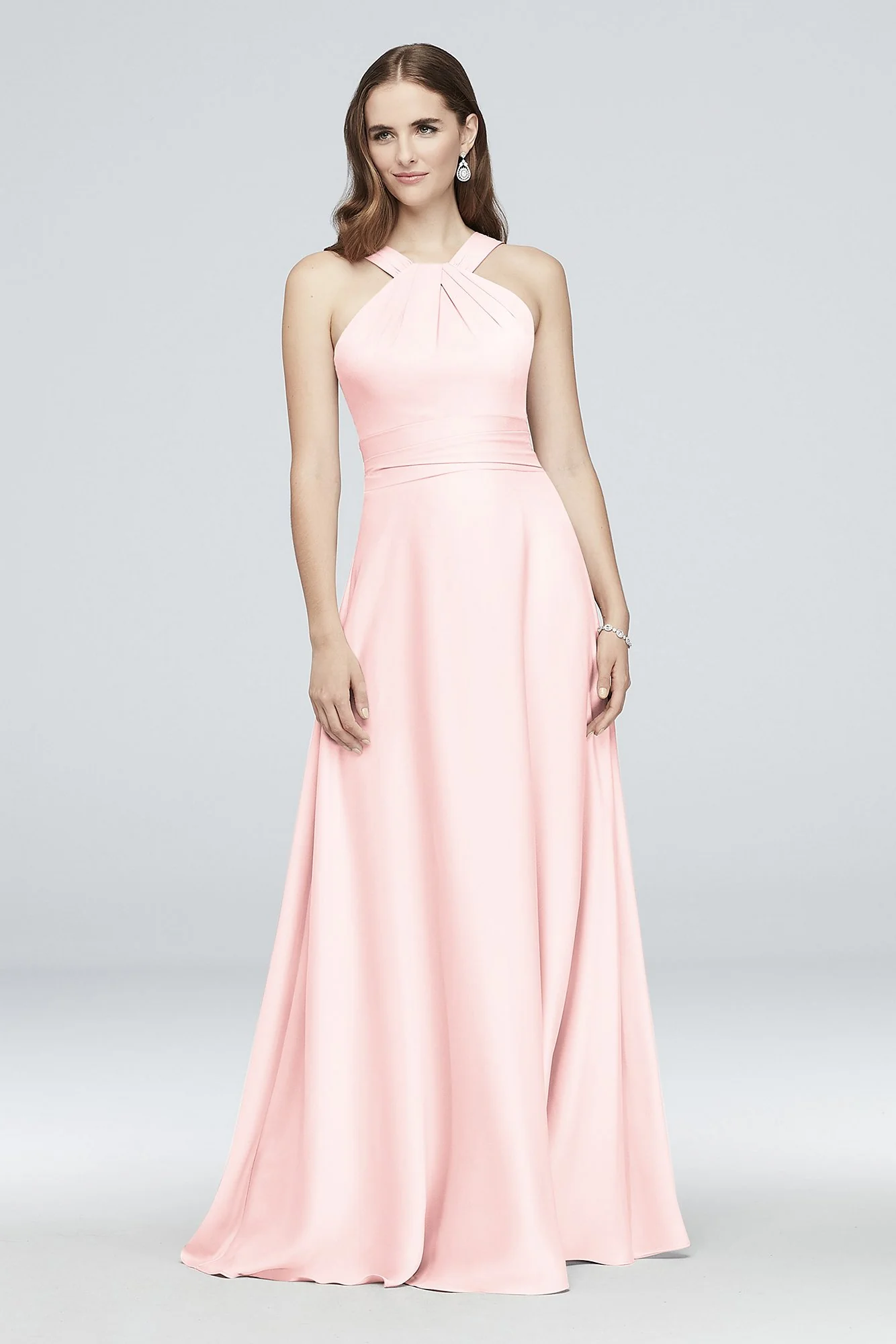 High-Neck Satin Crepe Bridesmaid Dress - Image 5