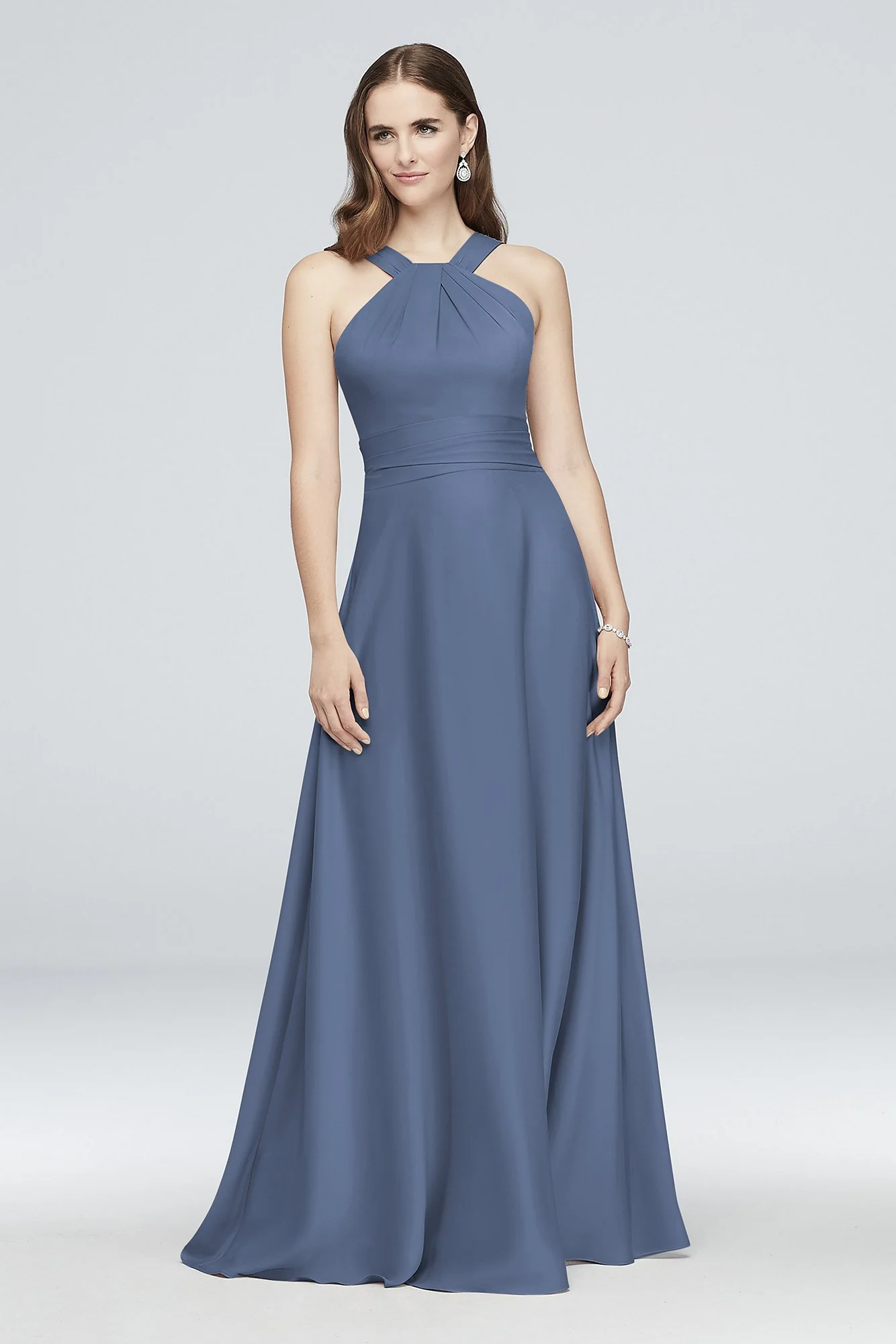 High-Neck Satin Crepe Bridesmaid Dress - Image 7