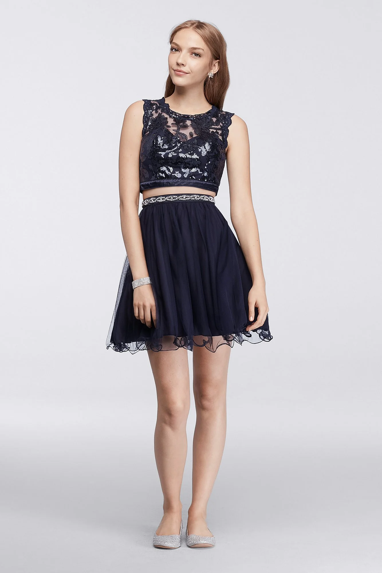 Homecoming Sequin Crop Top with Tulle Skirt - Image 2