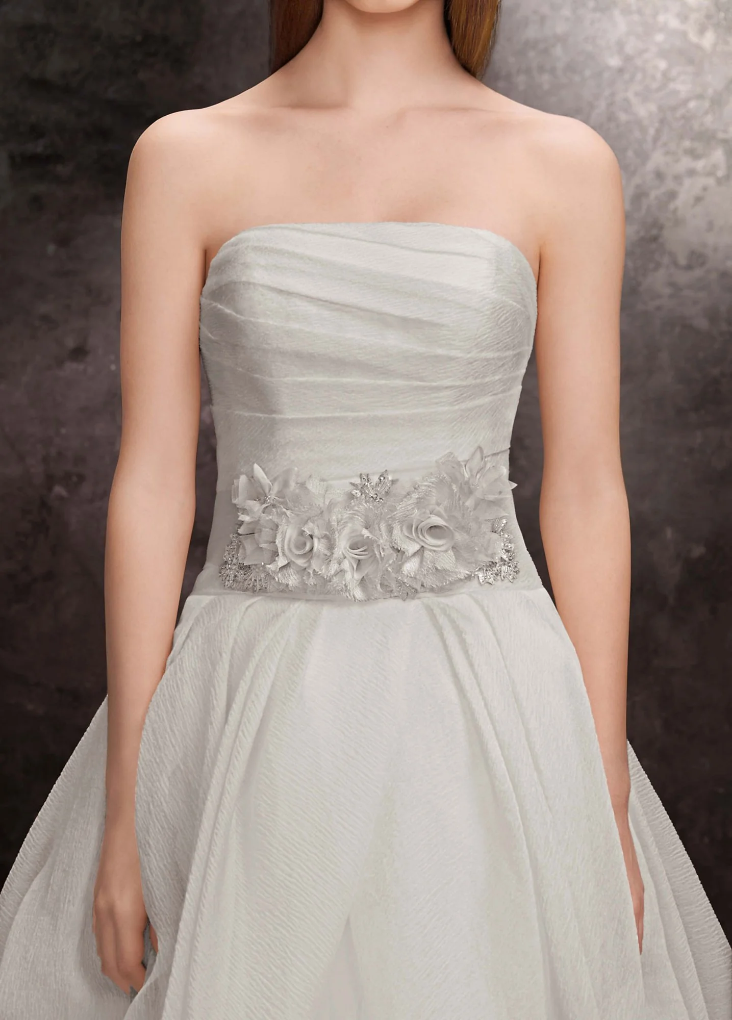 Horsehair Sash with Crystals and Organza Flowers - Image 2