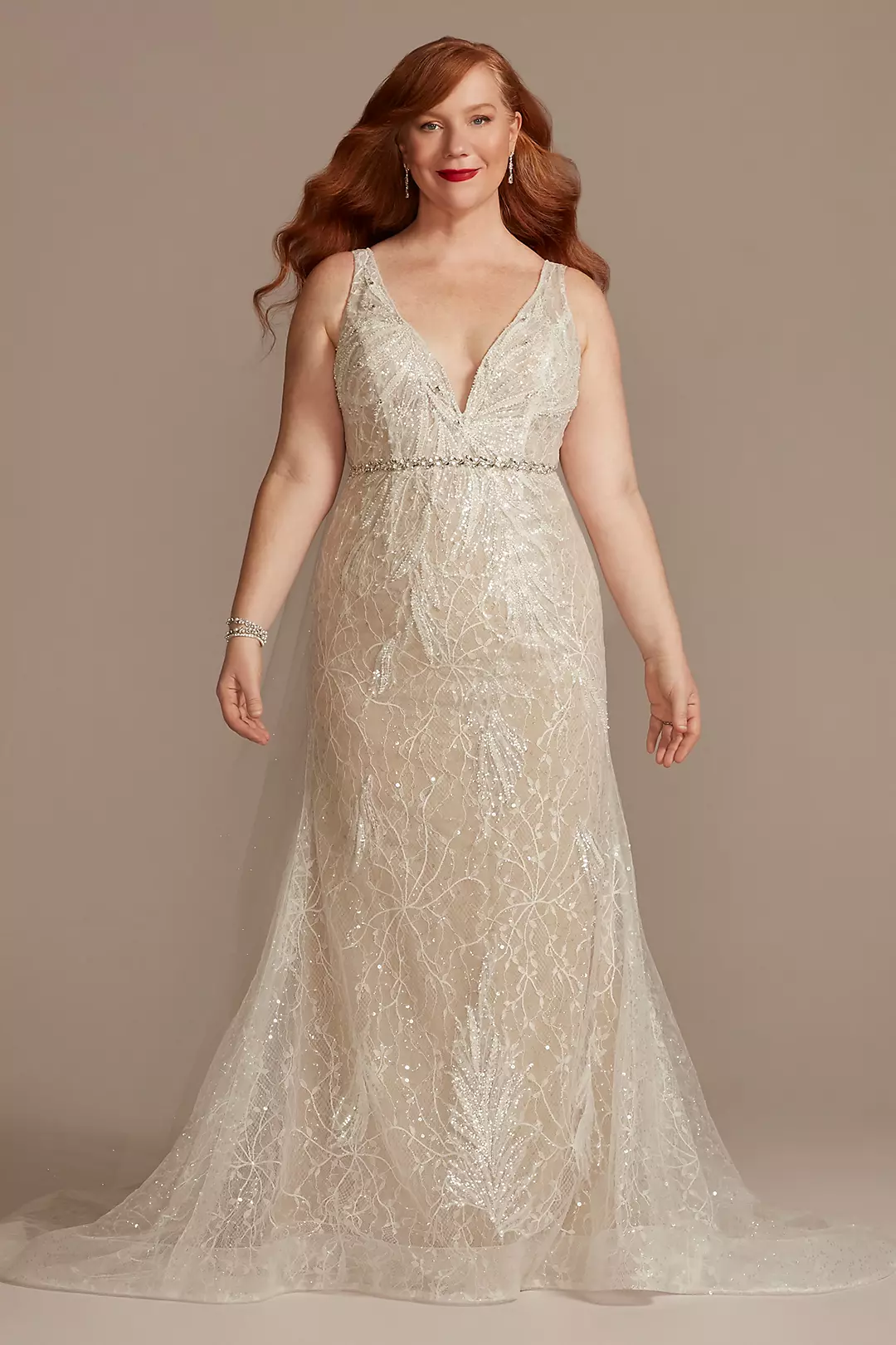 Horsehair Trim Beaded Lace Low Back Wedding Dress - Image 17