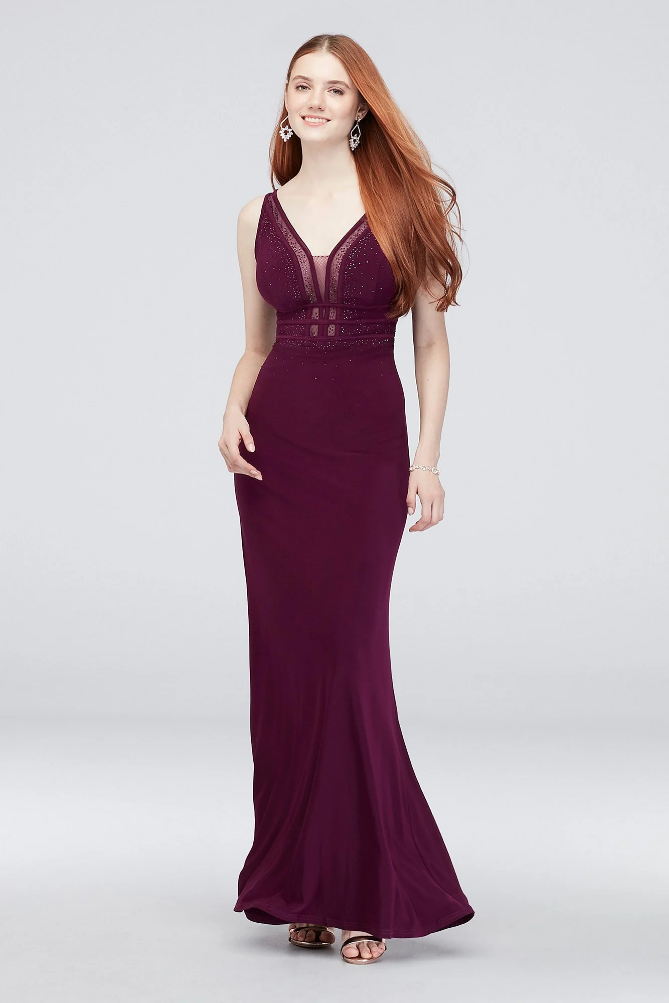 Illusion and Gem-Embellished Matte Jersey Gown - Image 2