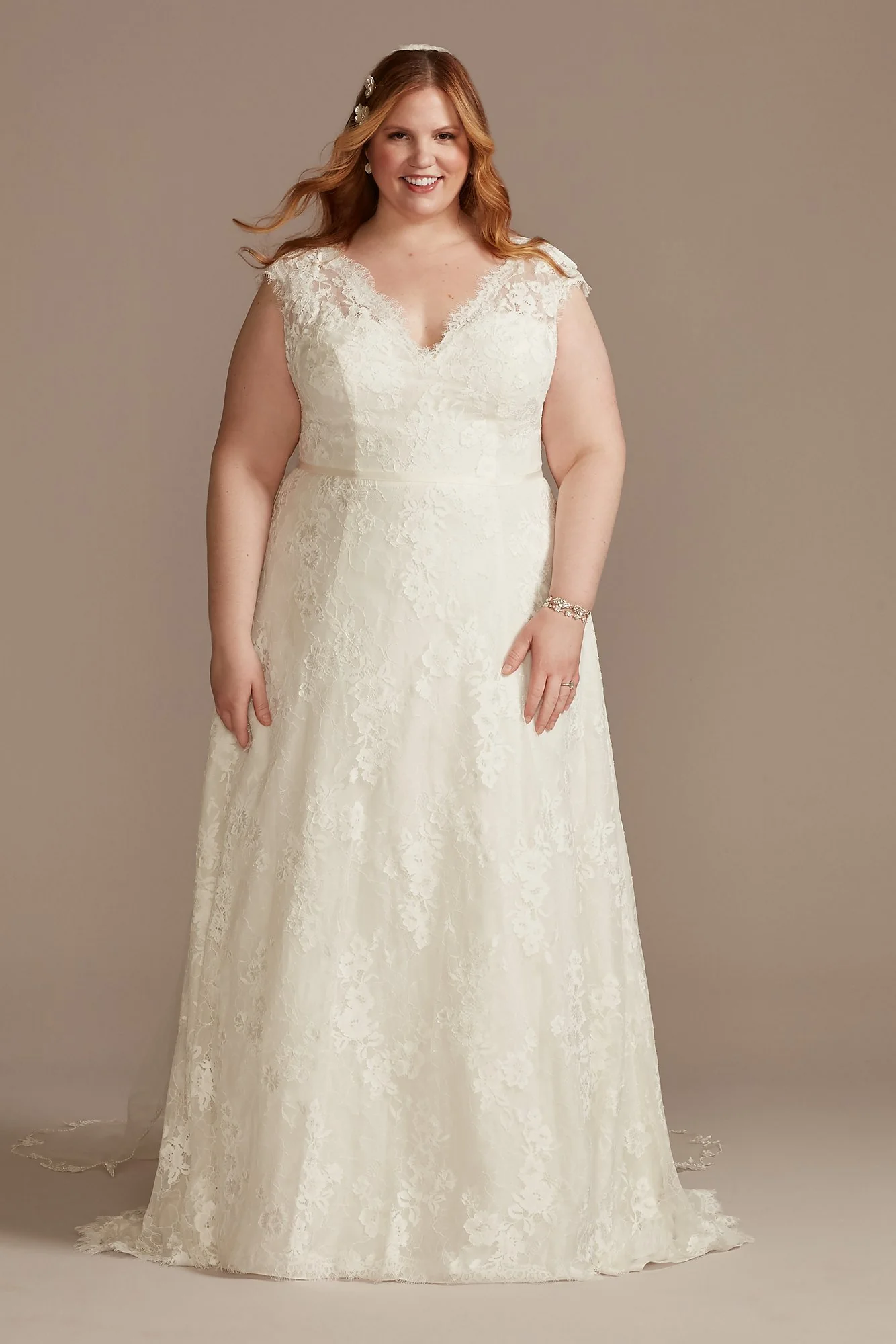 Illusion Cap Sleeve Lace Wedding Dress - Image 6