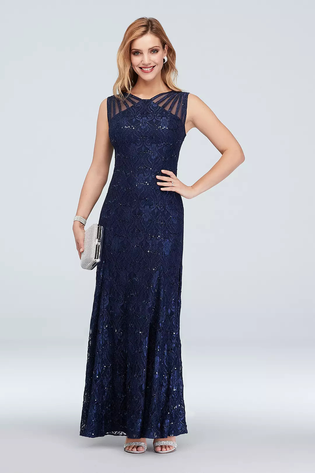 Illusion Detail Sequin Lace Mermaid Dress - Image 2