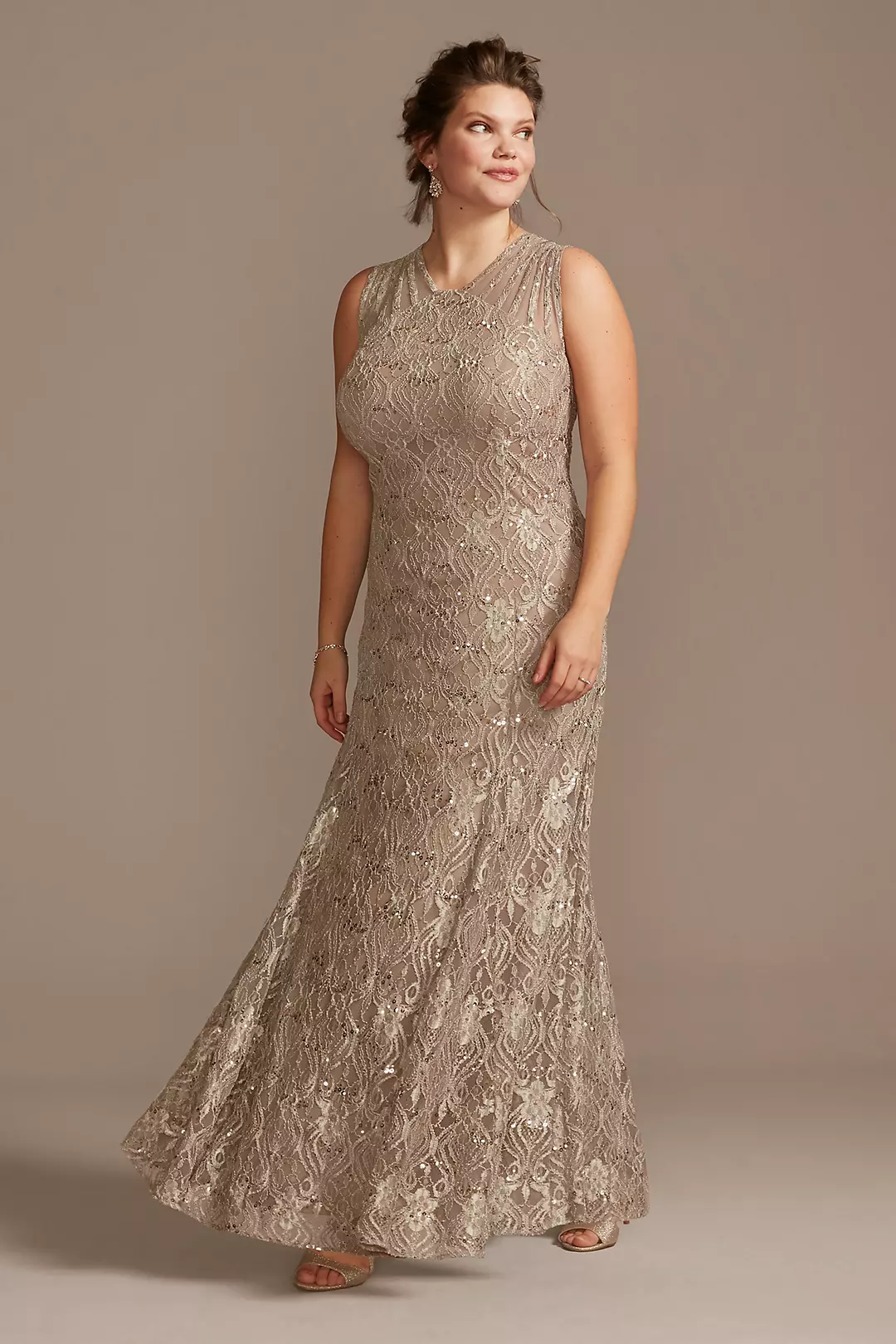 Illusion Detail Sequin Lace Mermaid Dress - Image 3