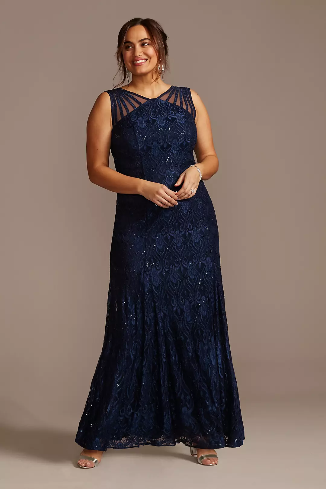Illusion Detail Sequin Lace Mermaid Dress - Image 6