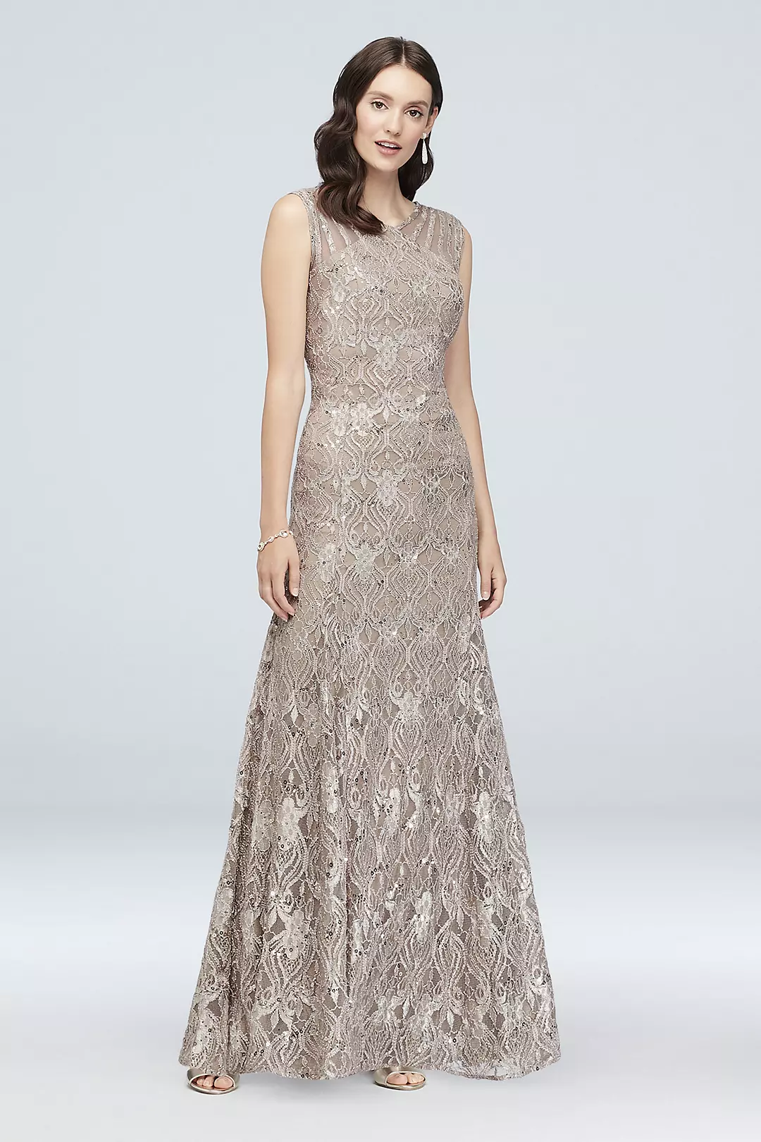 Illusion Detail Sequin Lace Mermaid Dress - Image 7