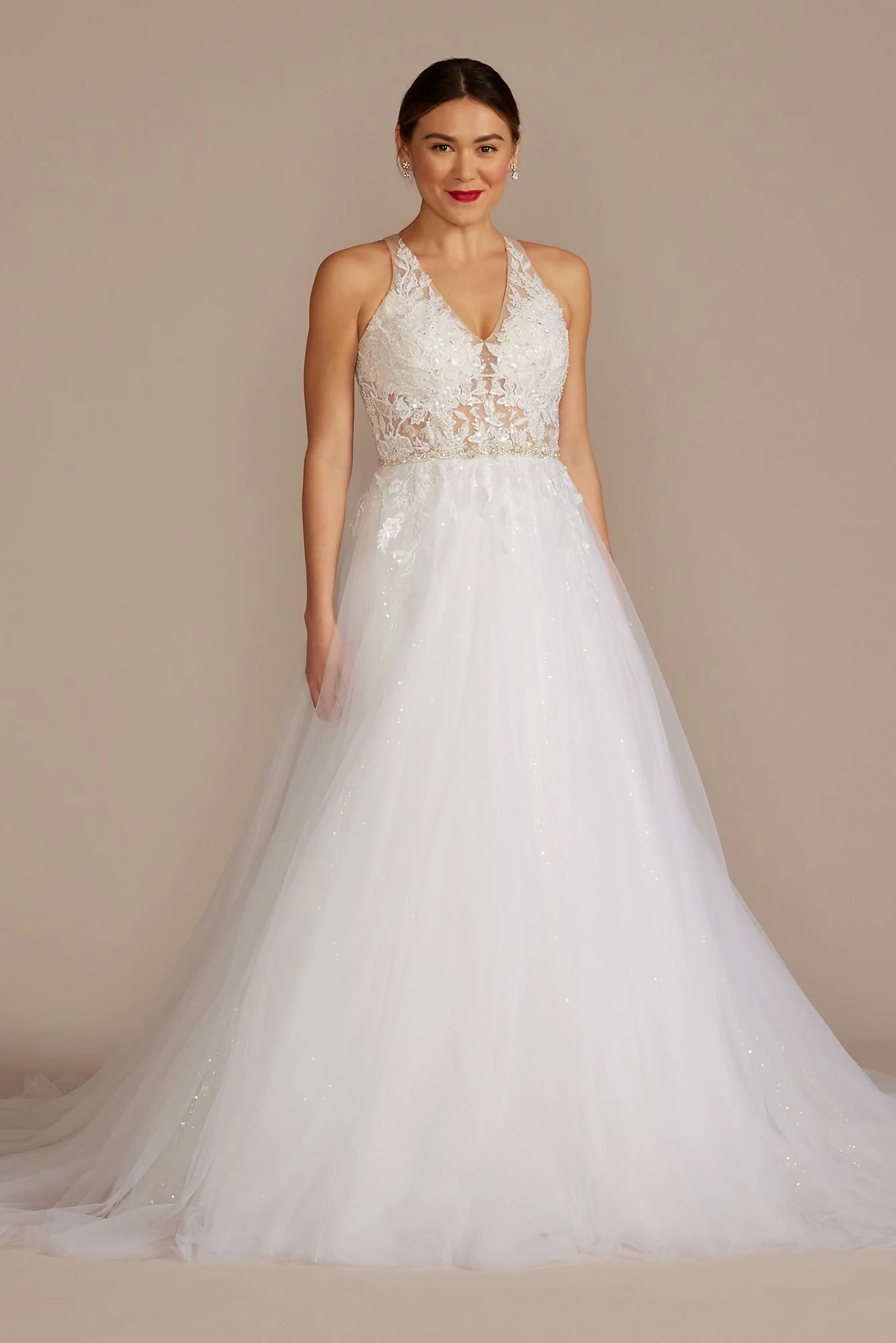 Illusion Halter Beaded Lace A-Line Wedding Dress - Image 2