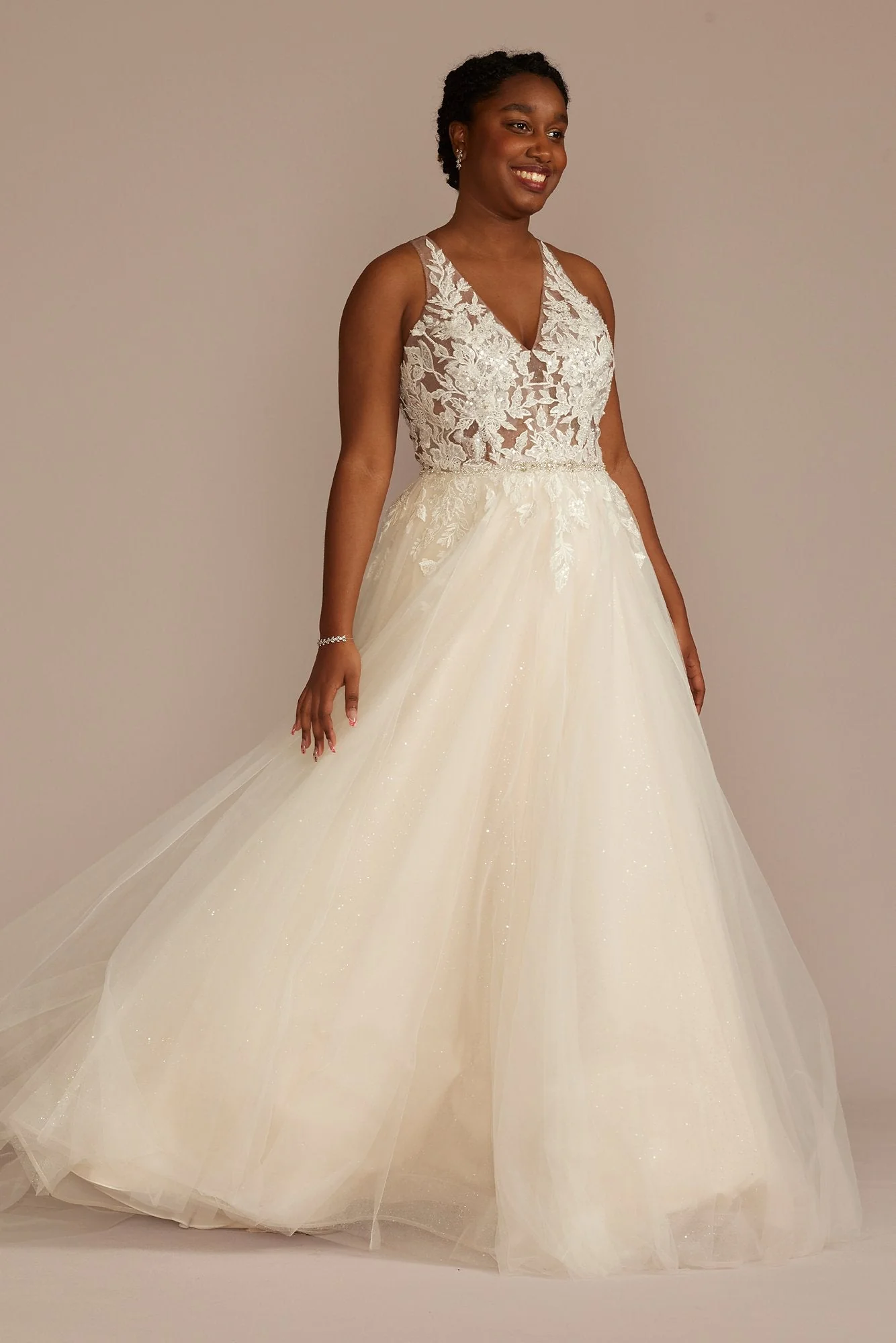 Illusion Halter Beaded Lace A-Line Wedding Dress - Image 22