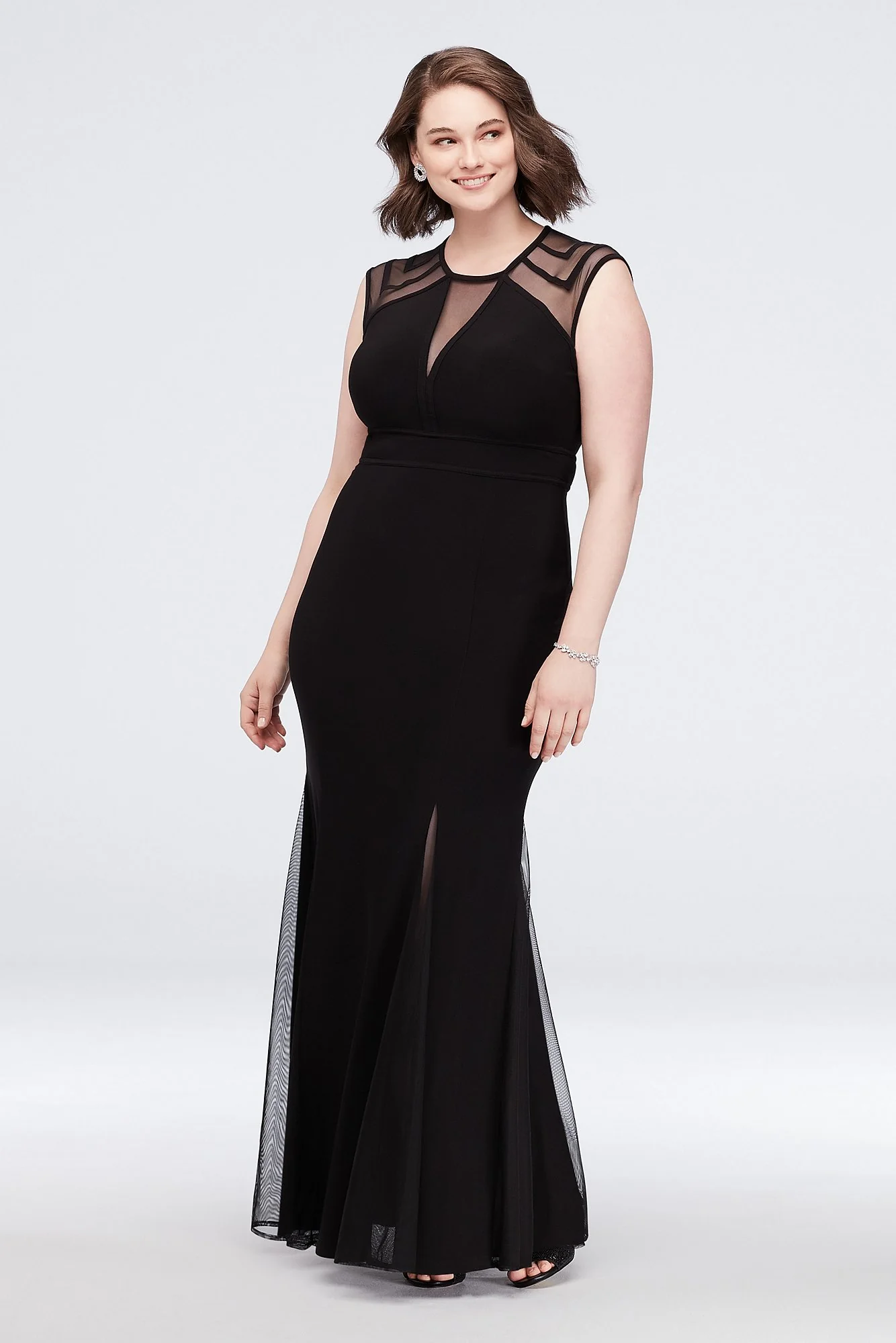 Illusion Jersey Mermaid Gown with Keyhole Back - Image 3