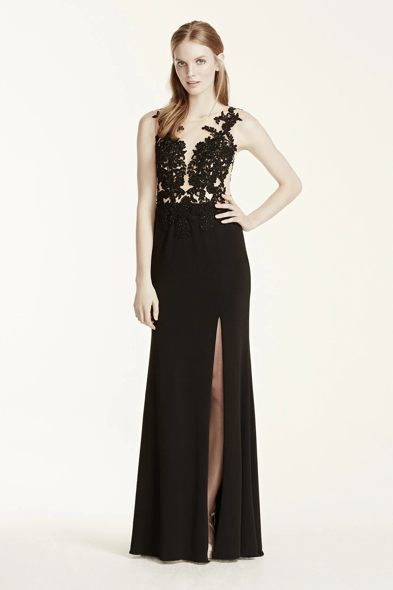 Illusion Lace Body-Con Jersey Dress