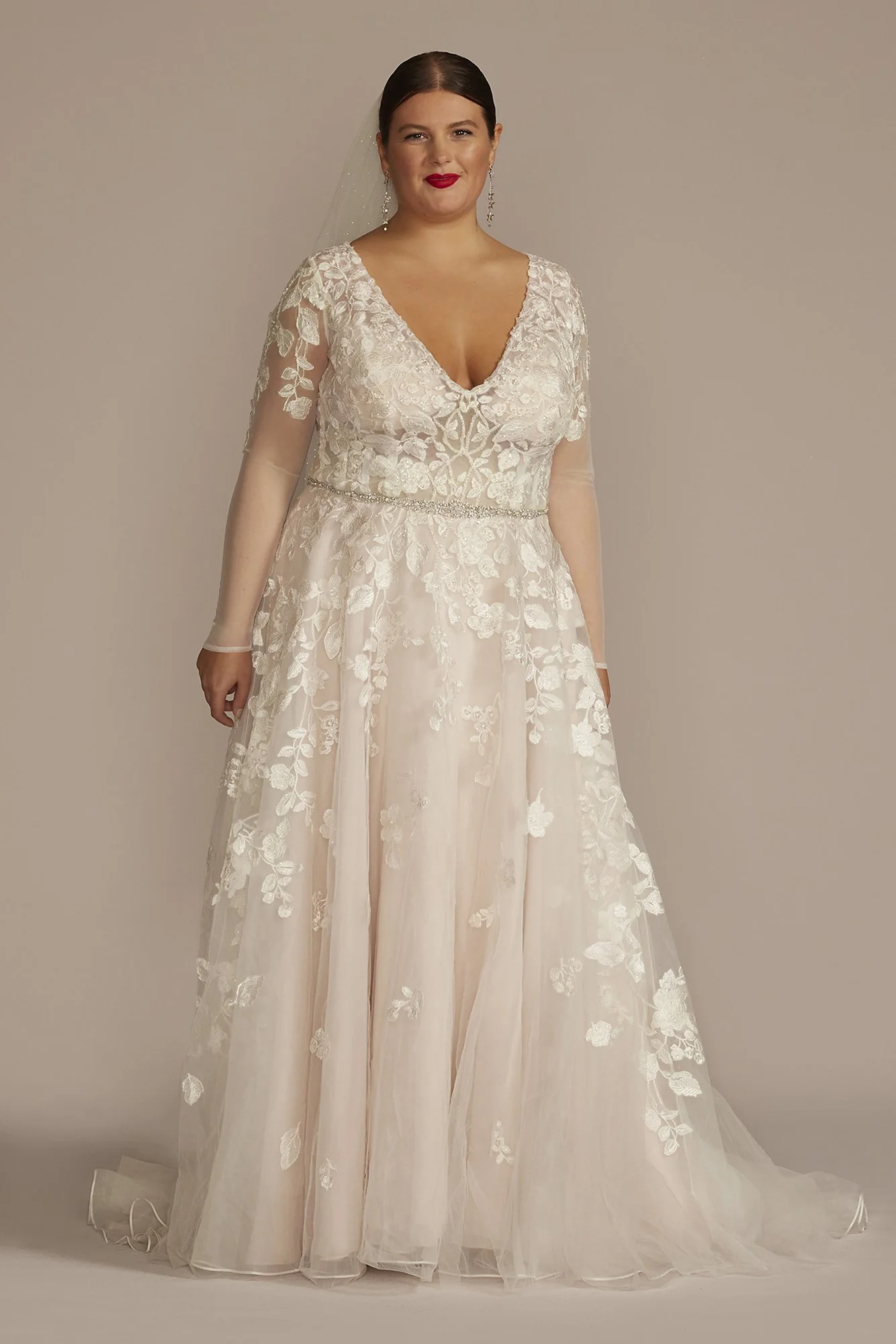 Illusion Long Sleeve Wedding Dress - Image 10