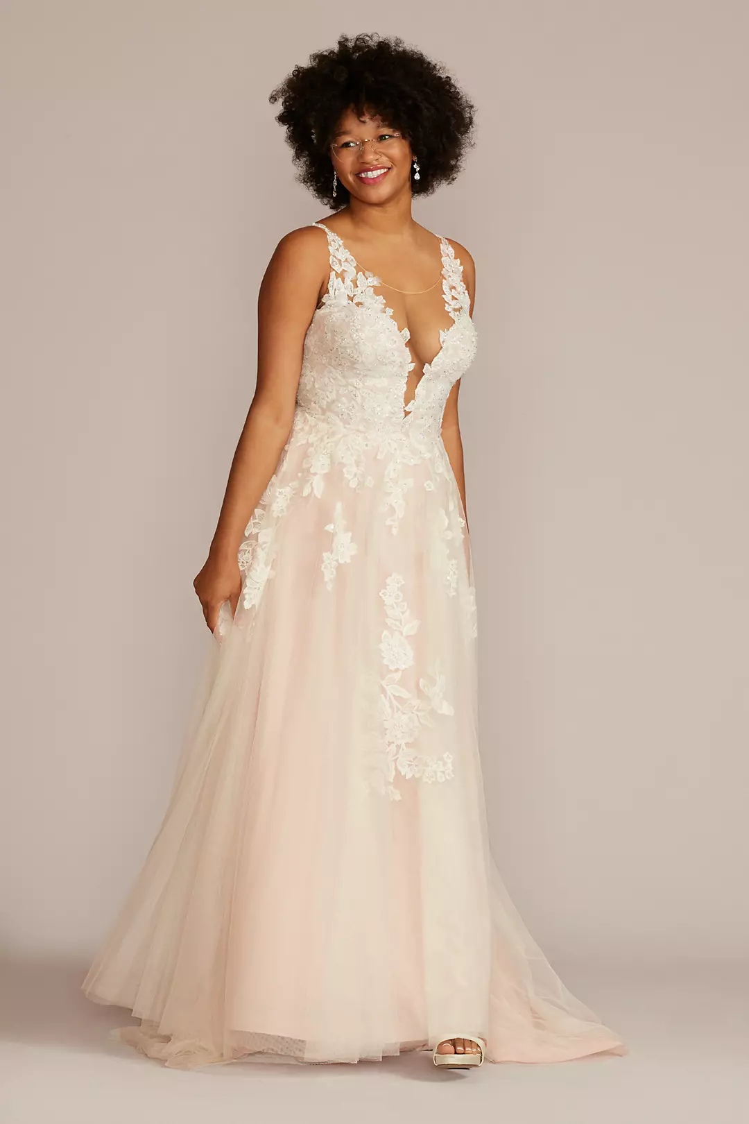 Illusion Plunge V-Neck Lace Wedding Gown - Image 31