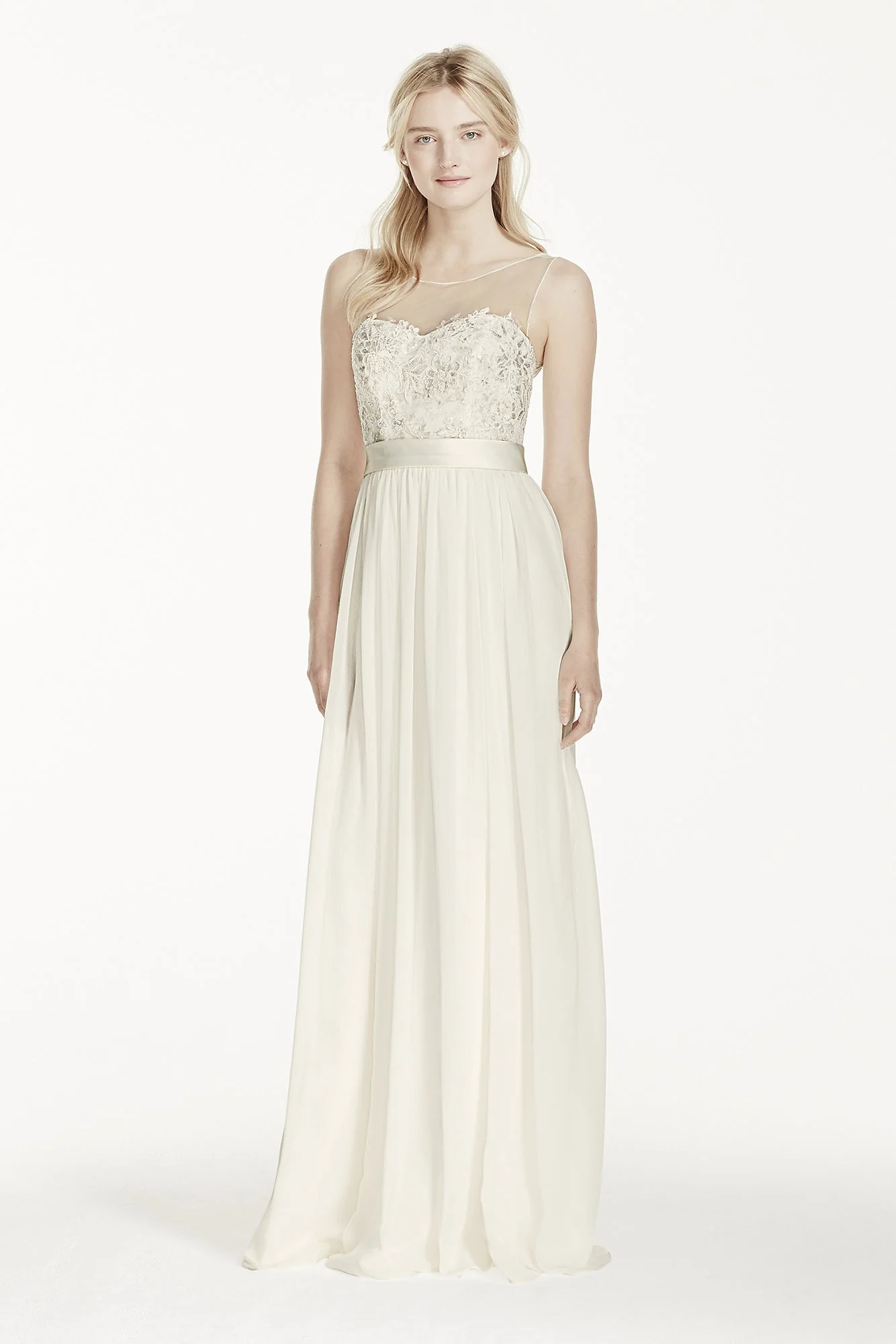 Illusion Tank Chiffon Wedding Dress with Lace - Image 2