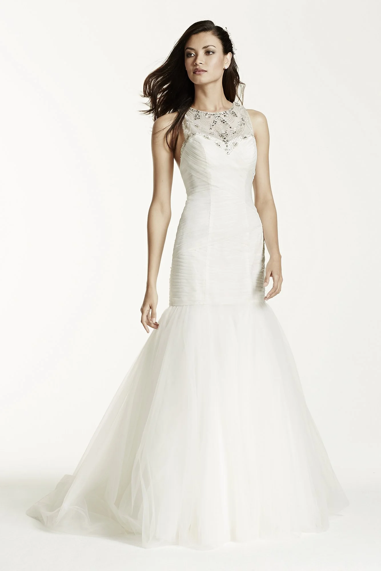 Illusion Tulle Trumpet Gown with Crystal T Back - Image 2