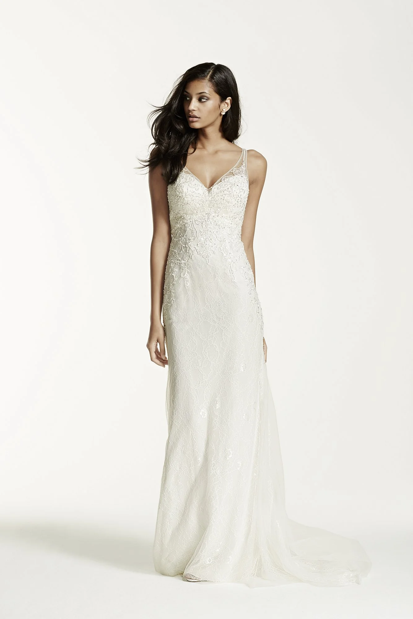 Illusion V-Neck Wedding Dress with Embellishment - Image 5