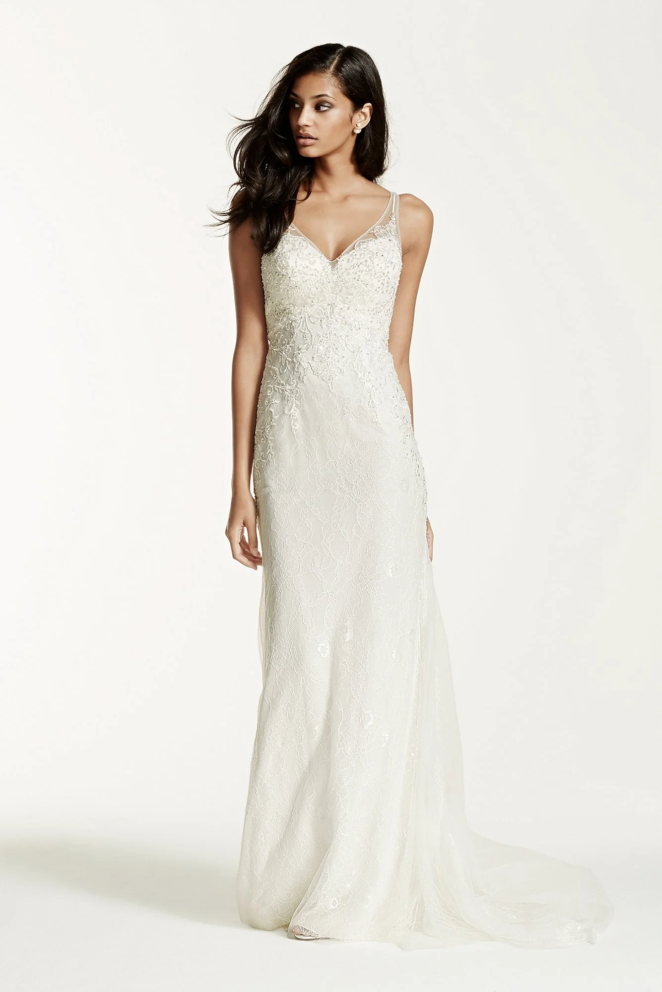 Illusion V-Neck Wedding Dress with Embellishment - Image 7