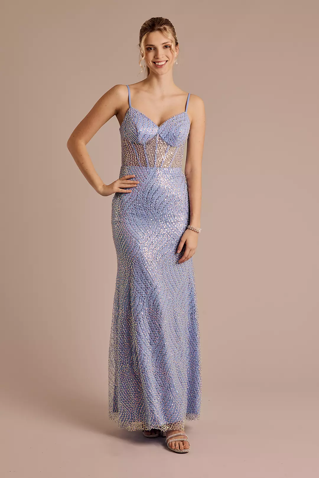 Iridescent Beaded Sheath Dress - Image 2