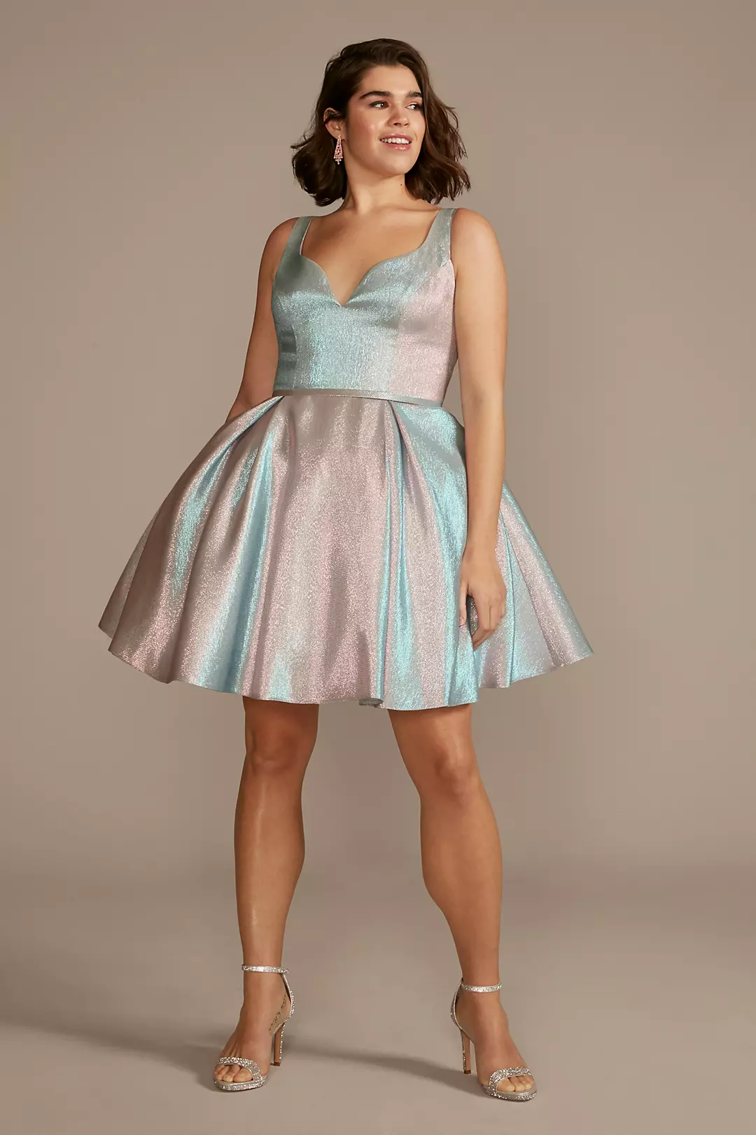 Iridescent Metallic Fit-and-Flare Damas Dress