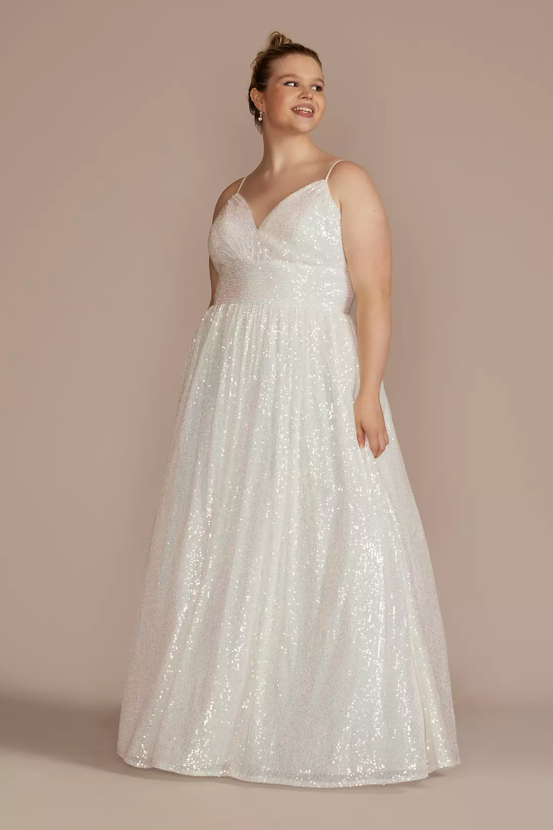 Iridescent Sequin V-Neck Ball Gown - Image 2