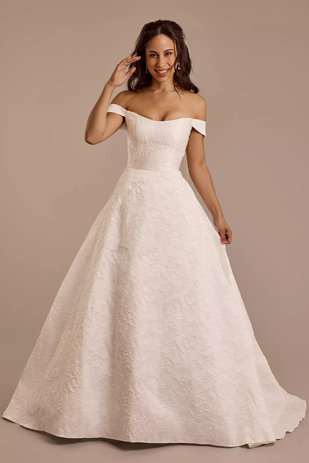 Jacquard Off-the-Shoulder Ball Gown Wedding Dress - Image 12