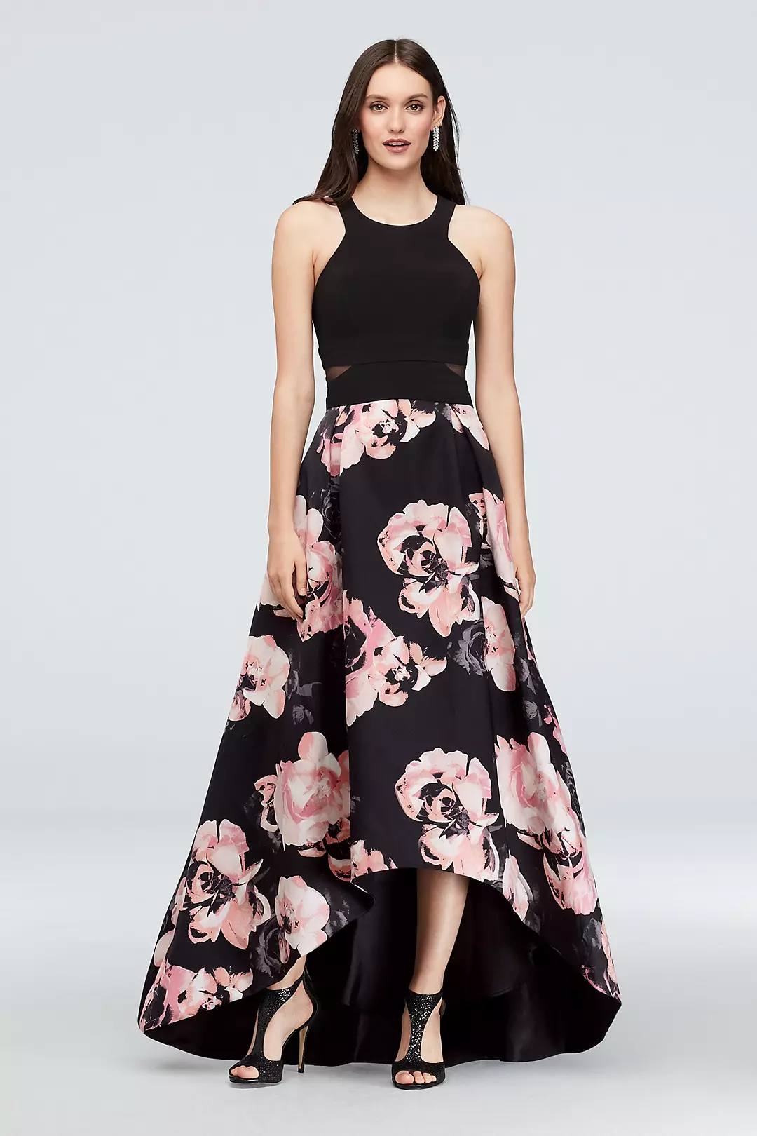 Jersey and Floral Satin High-Low Ball Gown - Image 4
