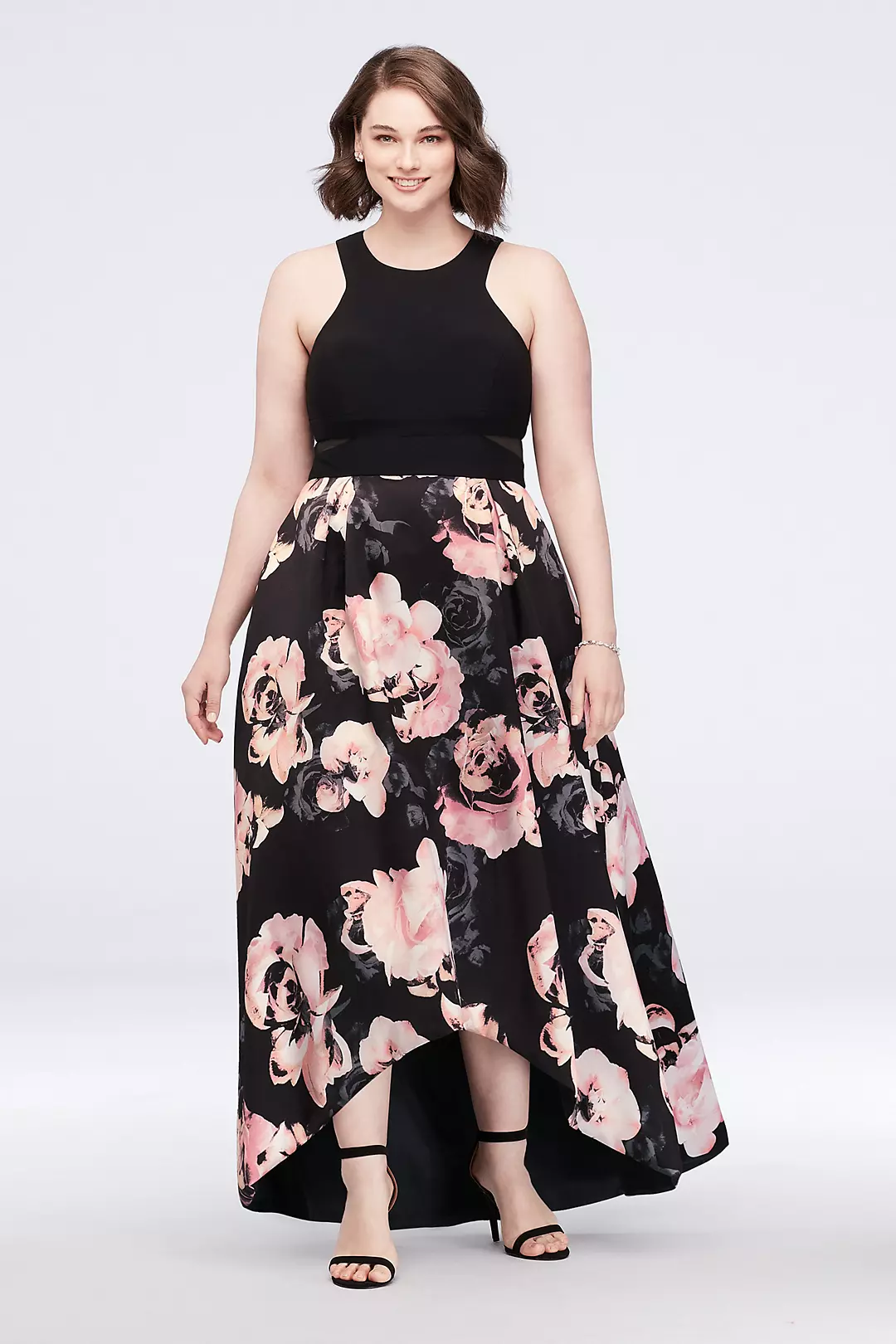 Jersey and Floral Satin High-Low Ball Gown - Image 6