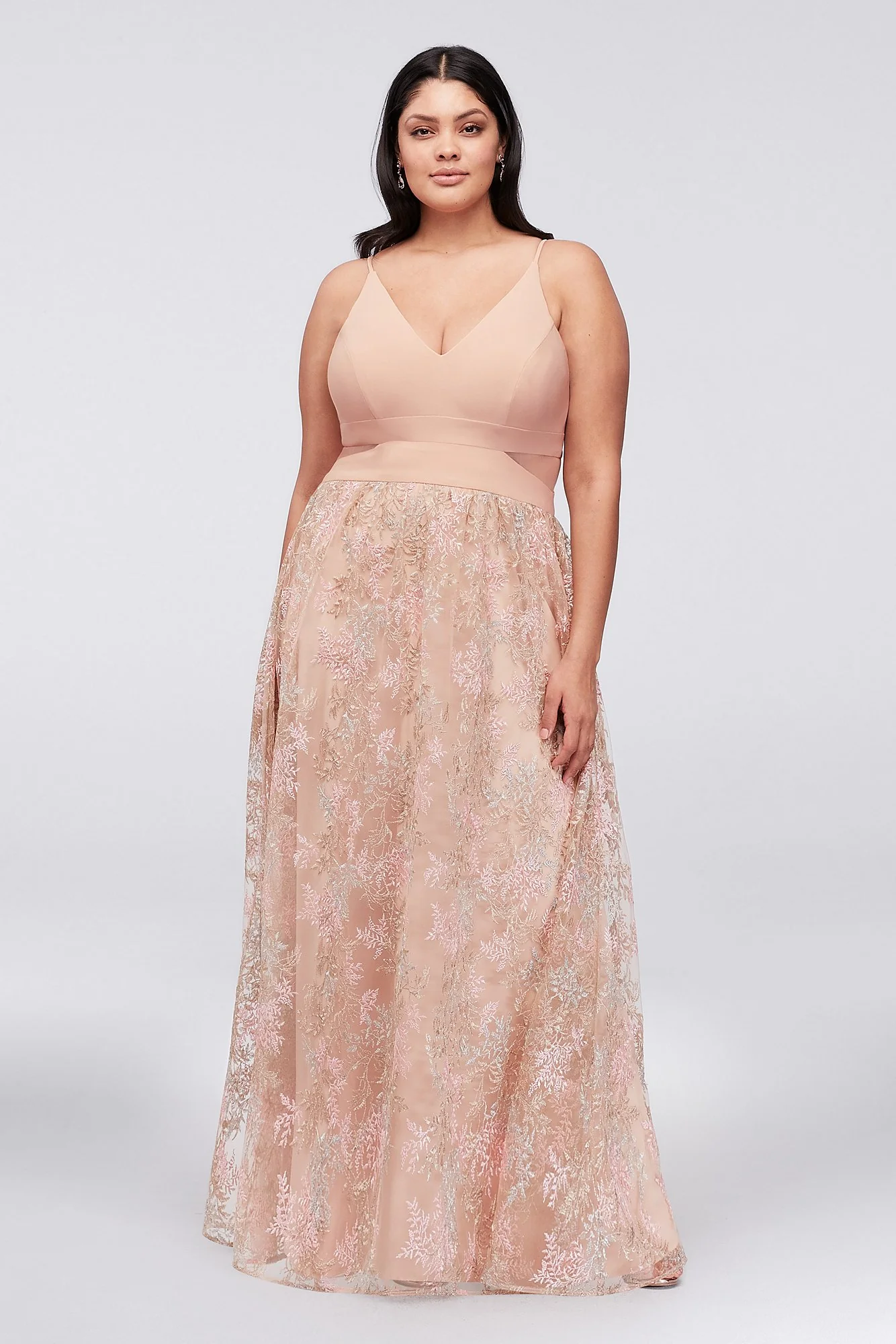 Jersey Ball Gown with Embroidered Mesh Skirt - Image 3