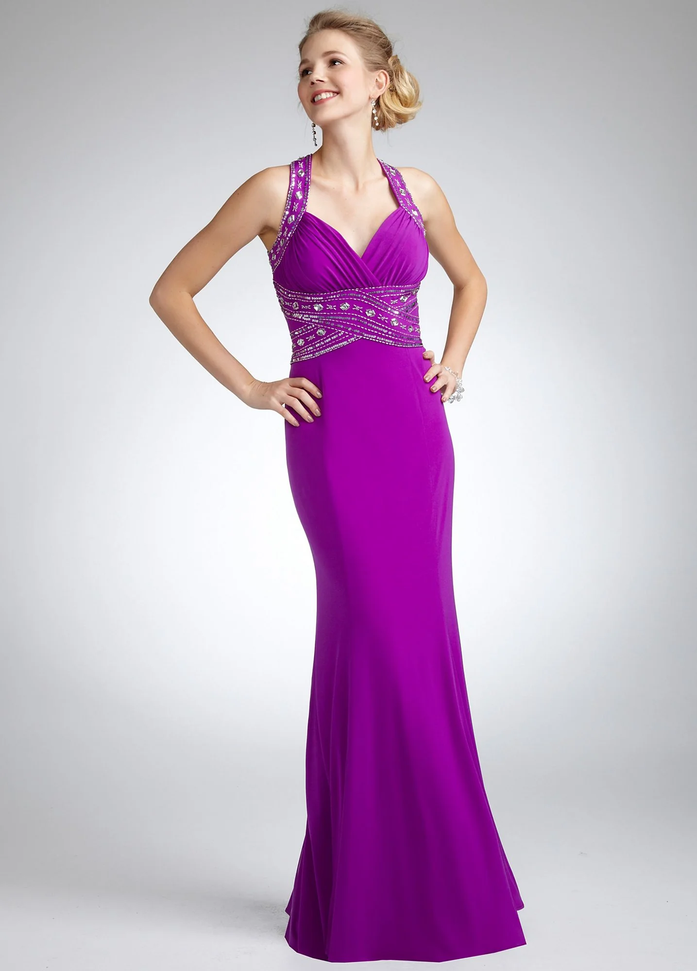 Jersey Dress with Beaded Waist and X Back