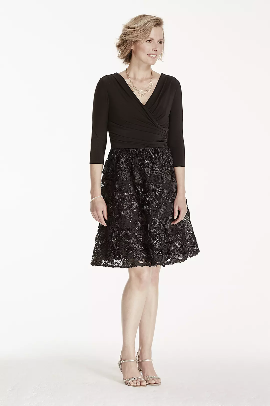 Jersey Dress with Sequined Soutache Skirt