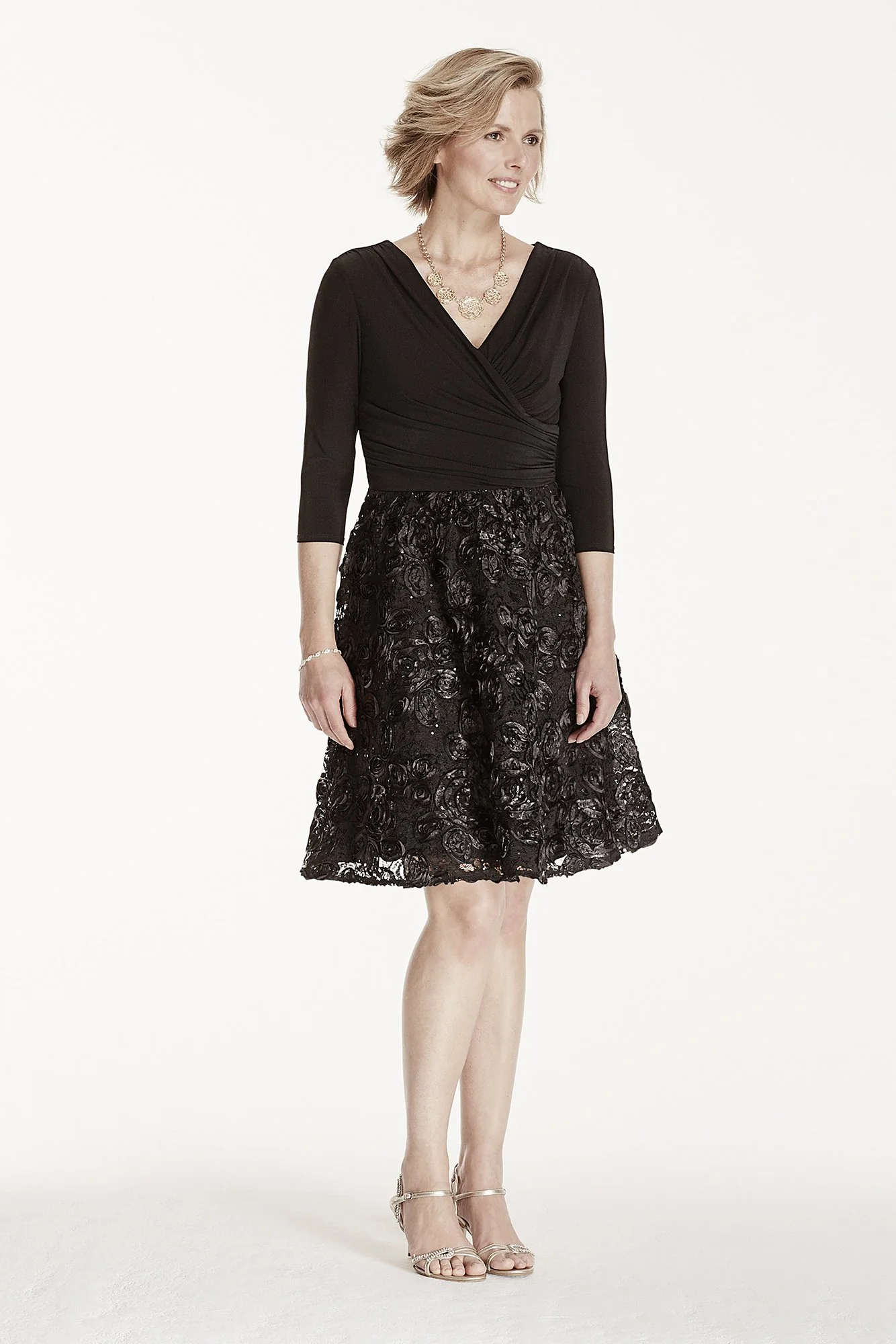 Jersey Dress with Sequined Soutache Skirt - Image 2