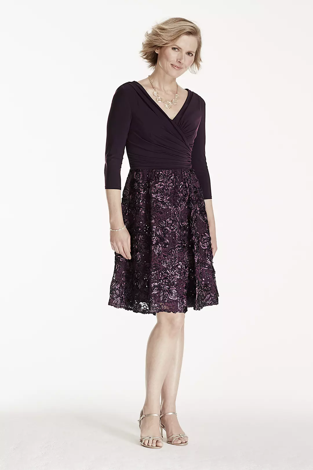 Jersey Dress with Sequined Soutache Skirt - Image 3
