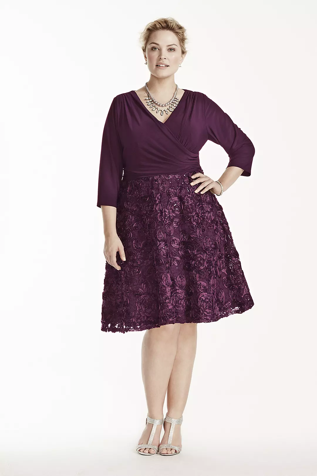 Jersey Dress with Sequined Soutache Skirt - Image 4