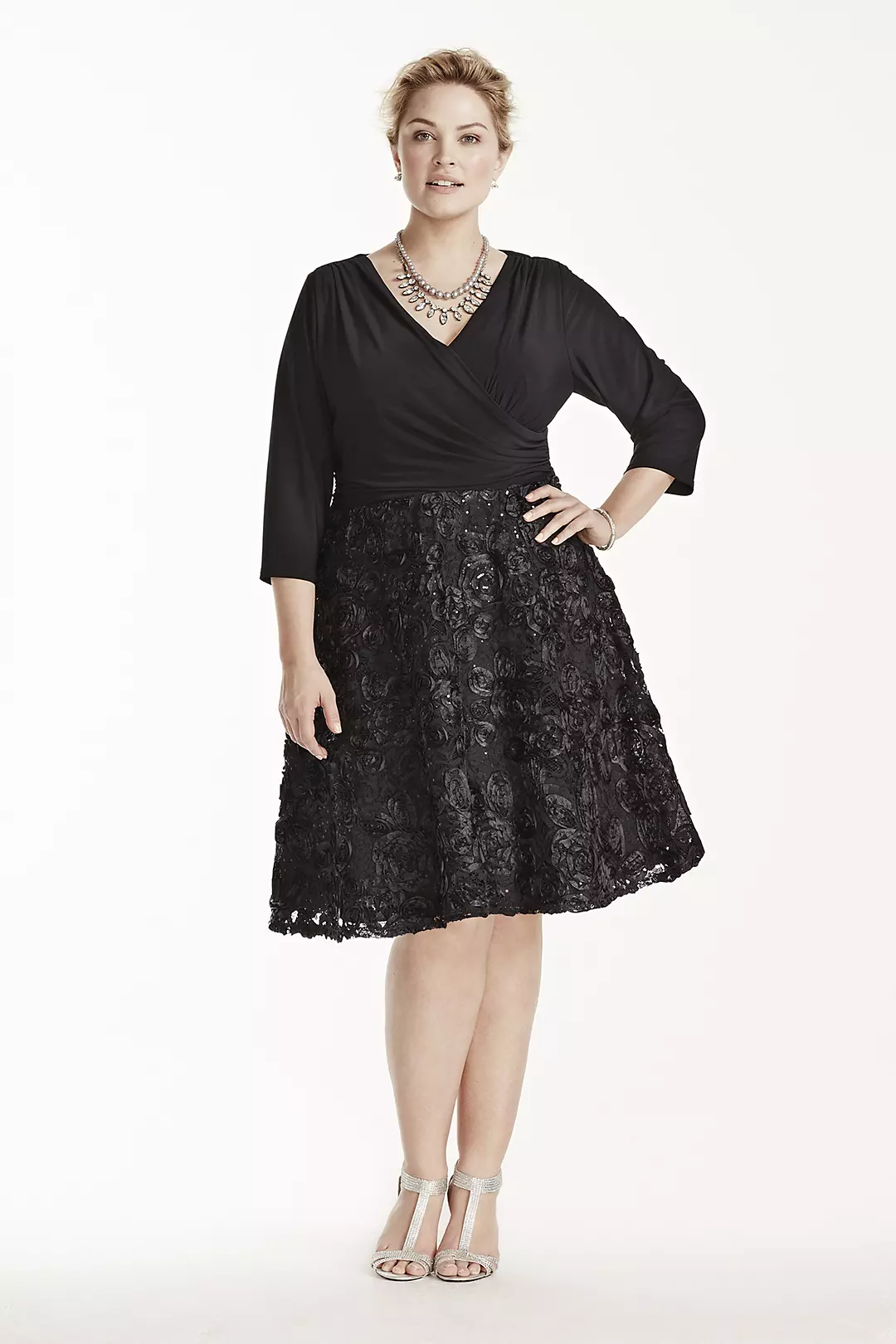 Jersey Dress with Sequined Soutache Skirt - Image 8