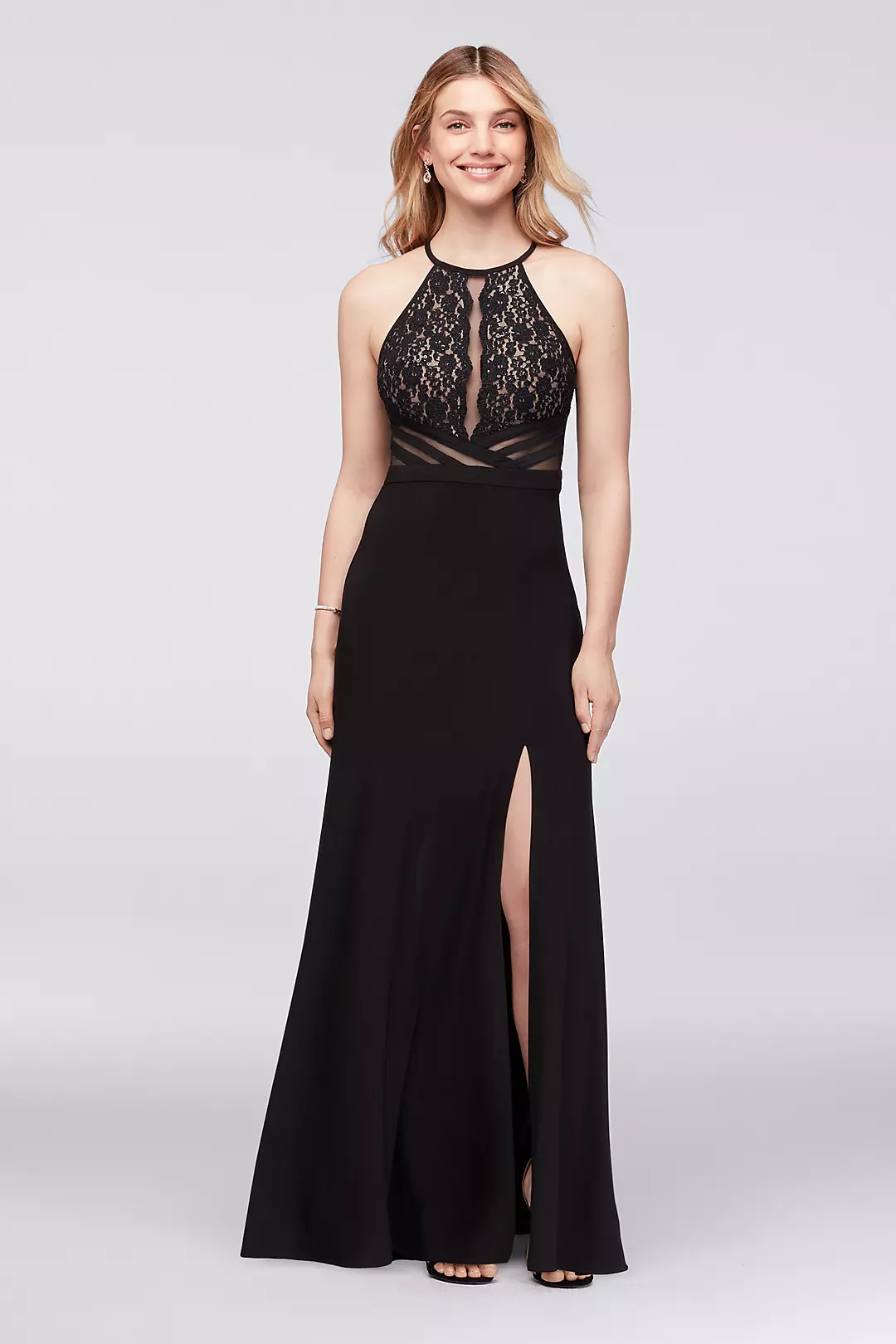 Jersey Halter Dress with Sheer Mesh Back - Image 4