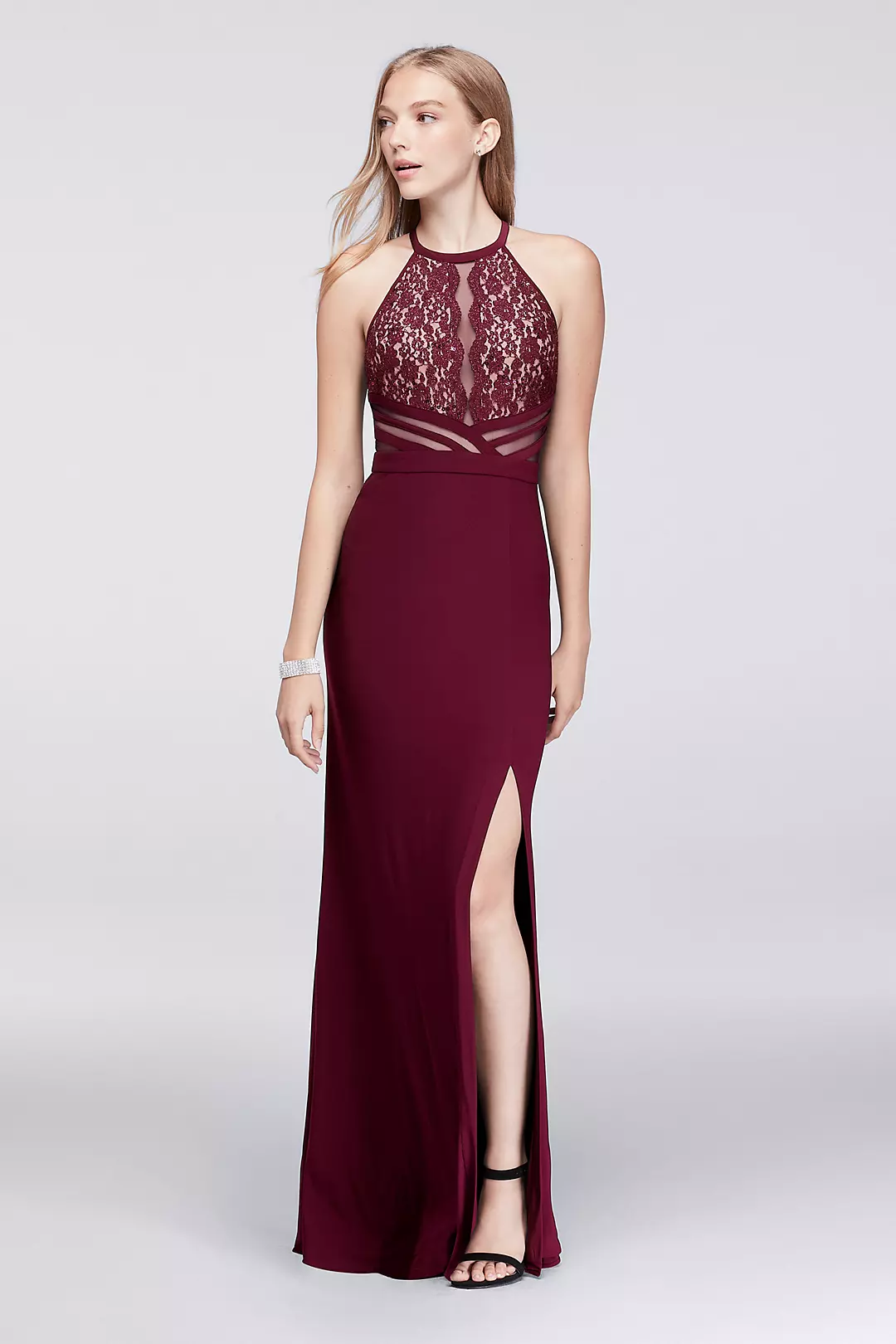 Jersey Halter Dress with Sheer Mesh Back - Image 7