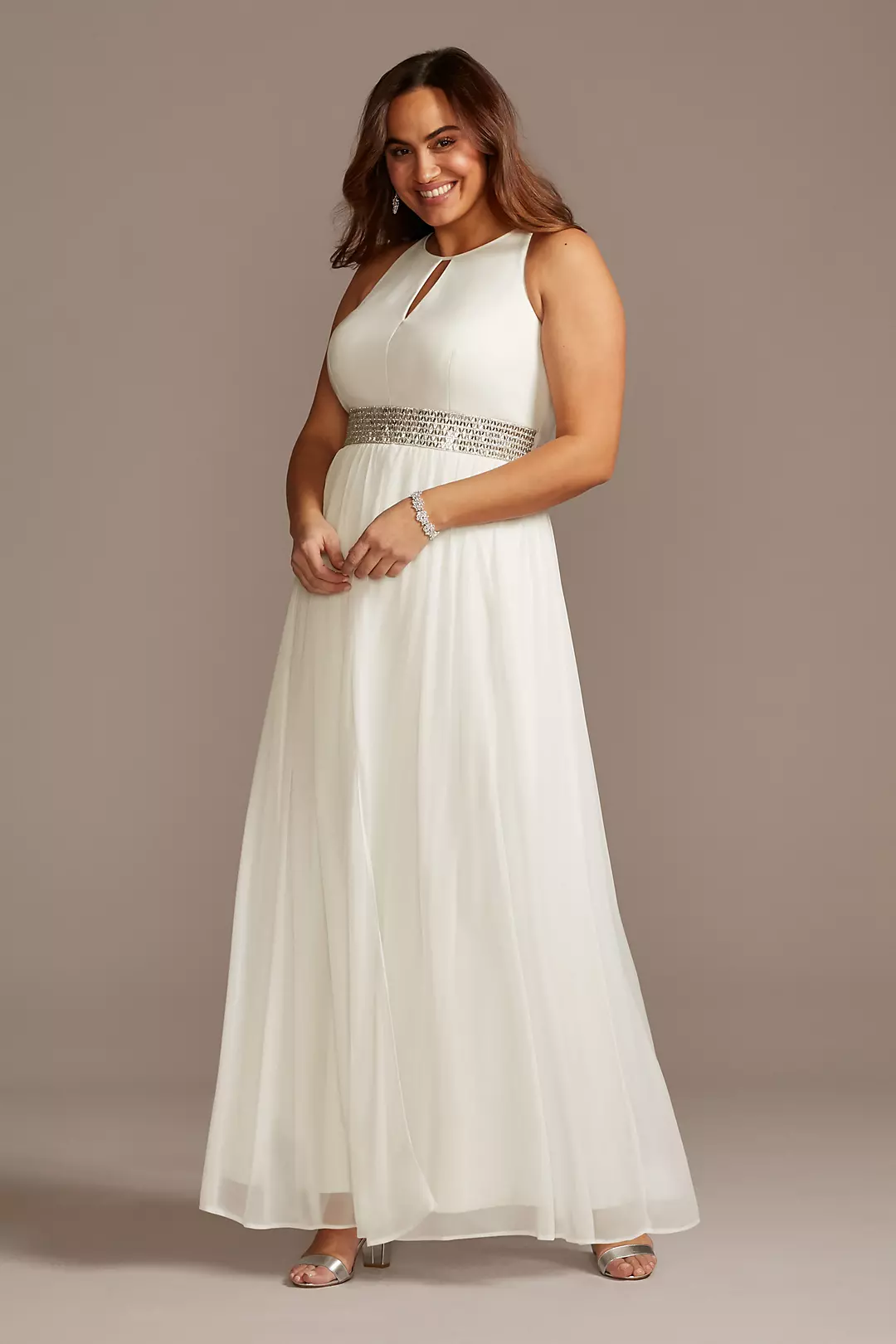Jersey Keyhole Bodice Gown with Crystal Waist - Image 16