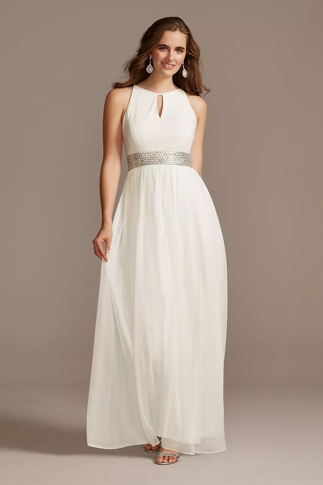 Jersey Keyhole Bodice Gown with Crystal Waist - Image 26