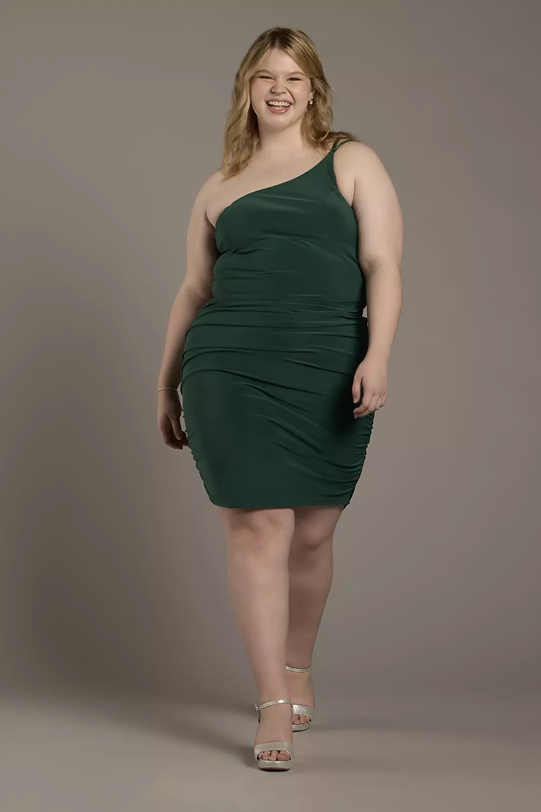 Jersey One-Shoulder Ruched Mini Dress - Image 7