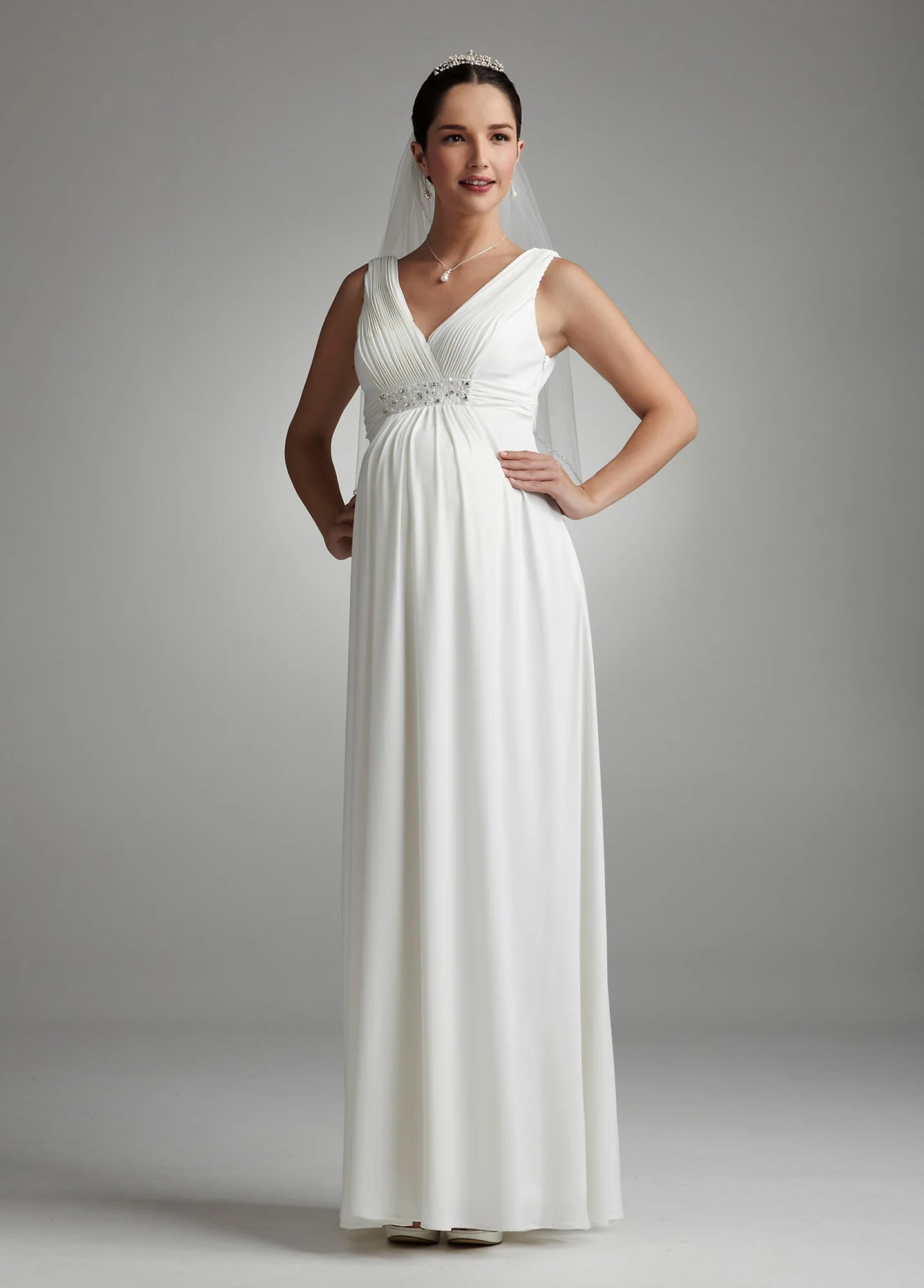 Jersey Sleeveless Drape Front Maternity Dress